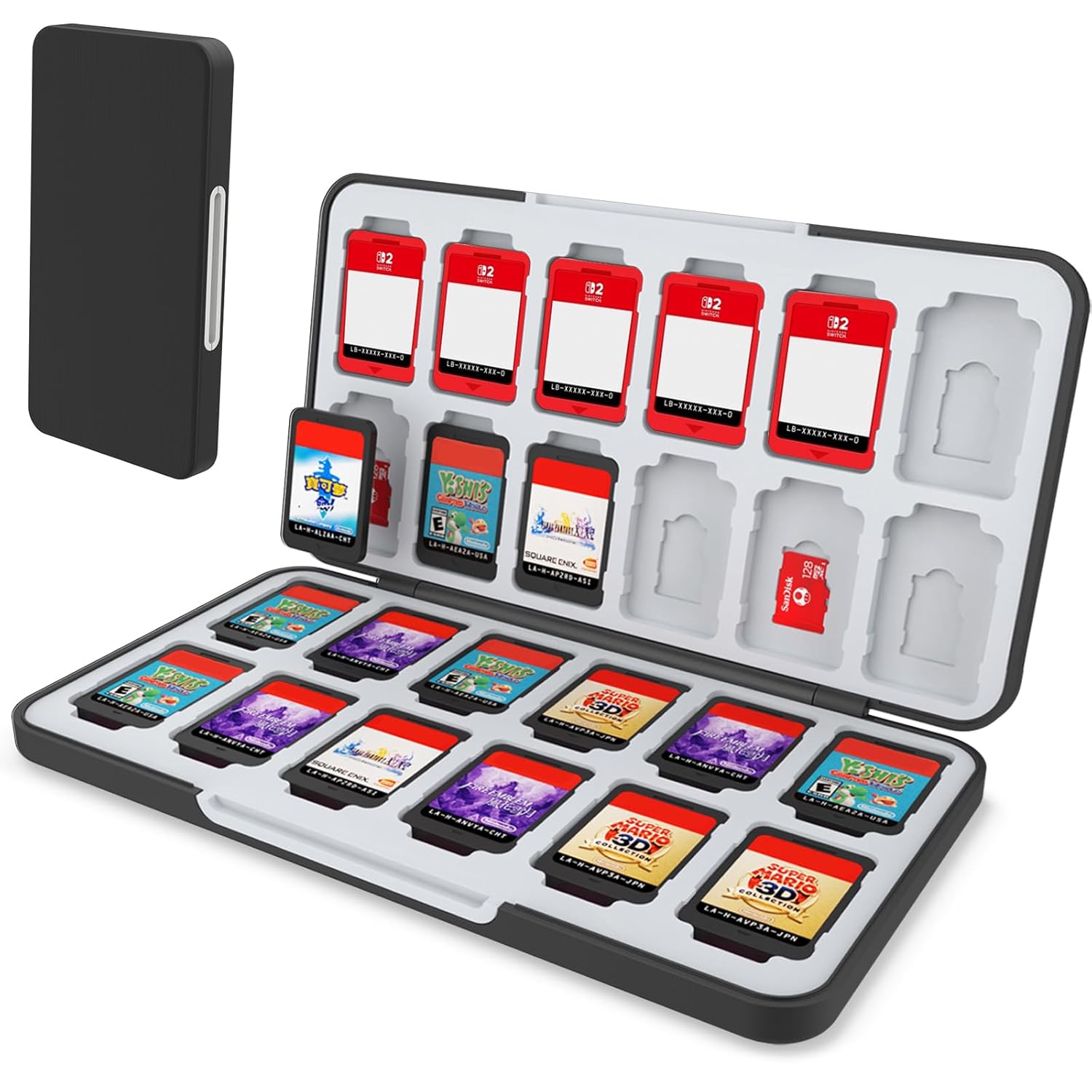 HEIYING Switch Game Card Case for Switch 2 & OLED & Lite,Portable Black Memory Storage Holder with 24 Game Card Slots and 24 Micro SD Cards Slots for Easy carrying HEIYING Switch Game Card Case for Switch 2 & OLED & Lite,Portable Black Memory Storage Holder with 24 Game Card Slots and 24 Micro SD Cards Slots for Easy carrying