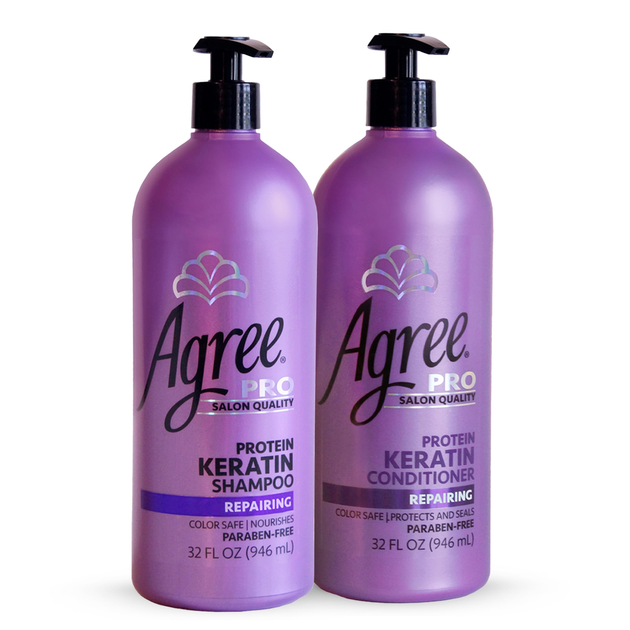 Agree Pro Keratin Shampoo and Conditioner, Repairs and Adds Volume, 32oz each