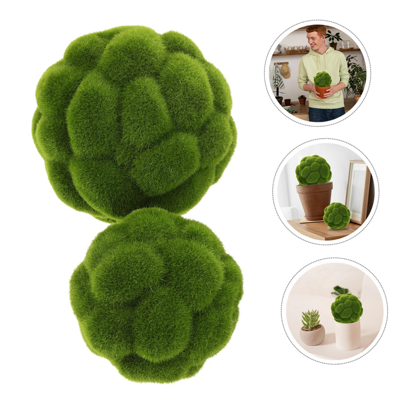 Healifty Esferas Decorativas de Musgo Artificial Verde 3 Piezas de Plástico