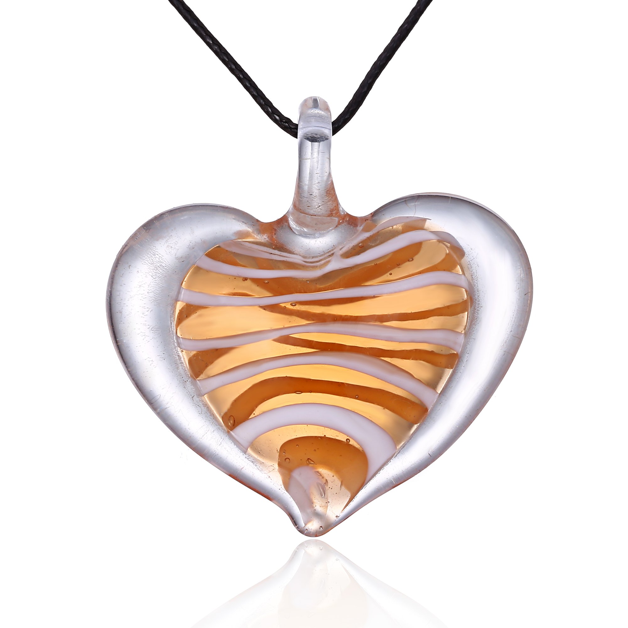 Handmade Murano Inspired Blown Glass Lampwork Millefiori & Heart Pendant Necklace for Women│ Handcrafted Artisan Hypoallergenic Italian Style Jewelry