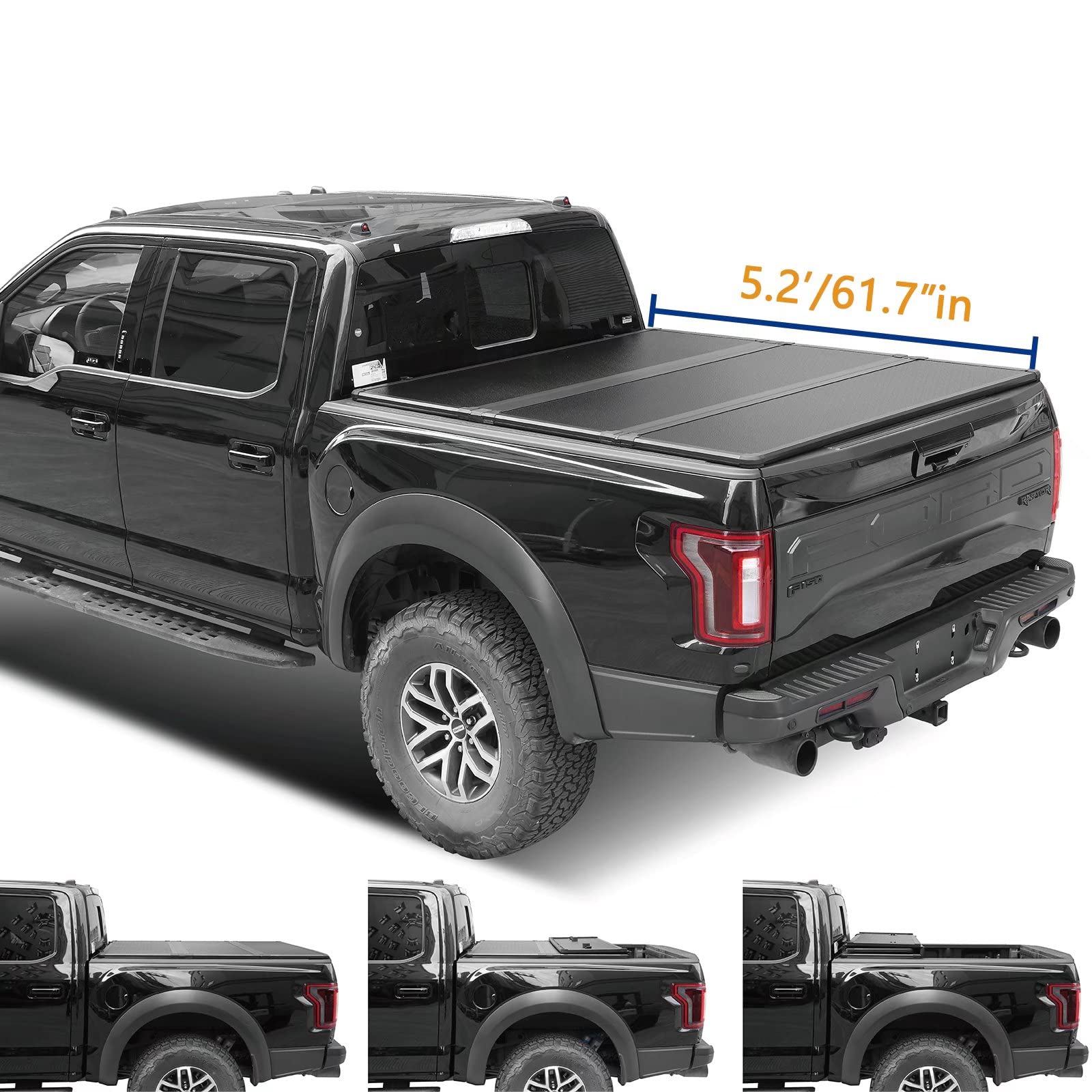 Lyon Cover 5.2ft / 61.7" Hard Tri-Fold Truck Bed Cover Compatible with 2015-2026 Chevy Colorado/GMC Canyon Fleetside Pickup Tonneau Cover