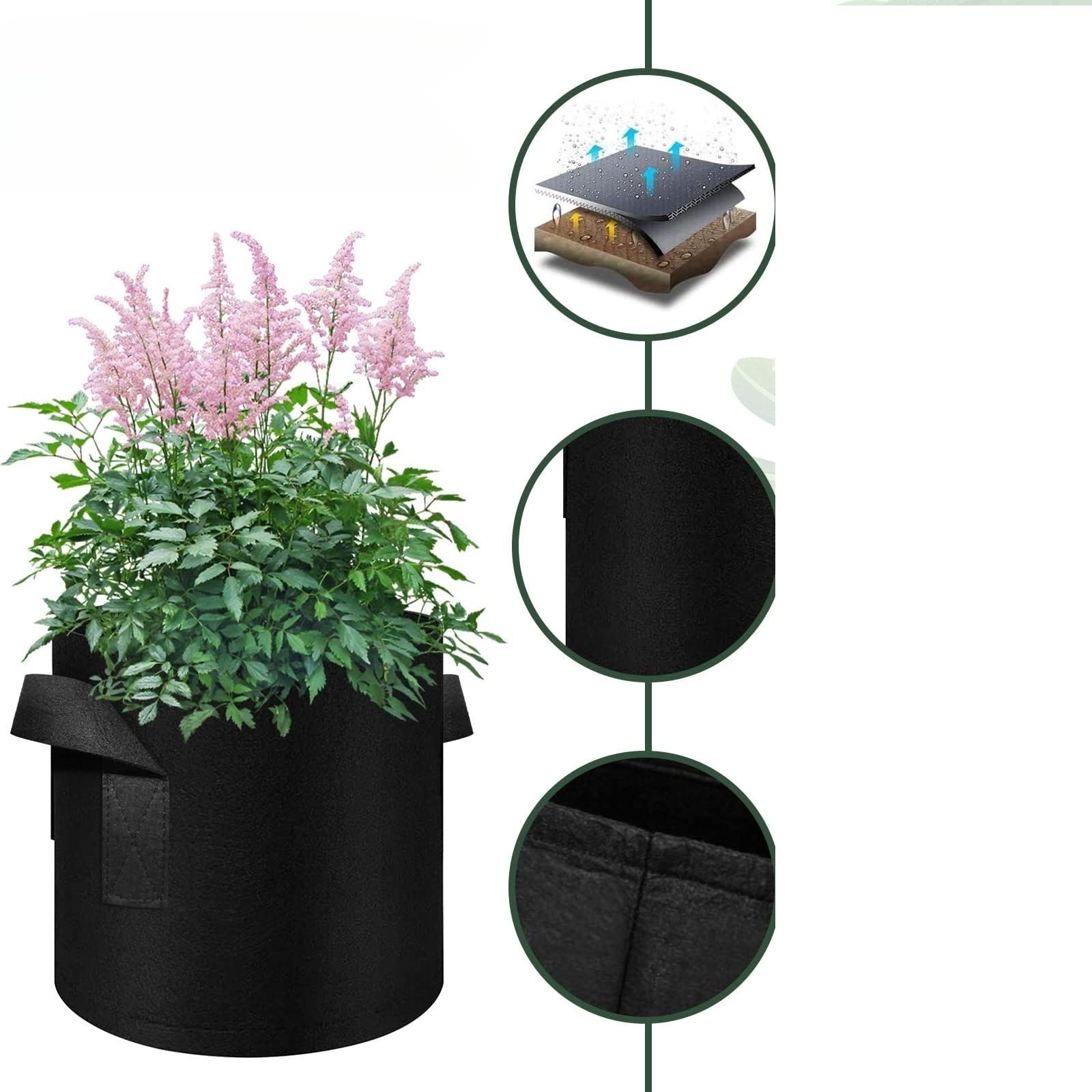 Paquet de 5 Sacs Culture, Pots en Tissu Non tissé for Plantation Jardin avec poignée renforcée (3 gallons, 4, 7, 30 gallons) pour Plantes(7gallons 30x35cm)