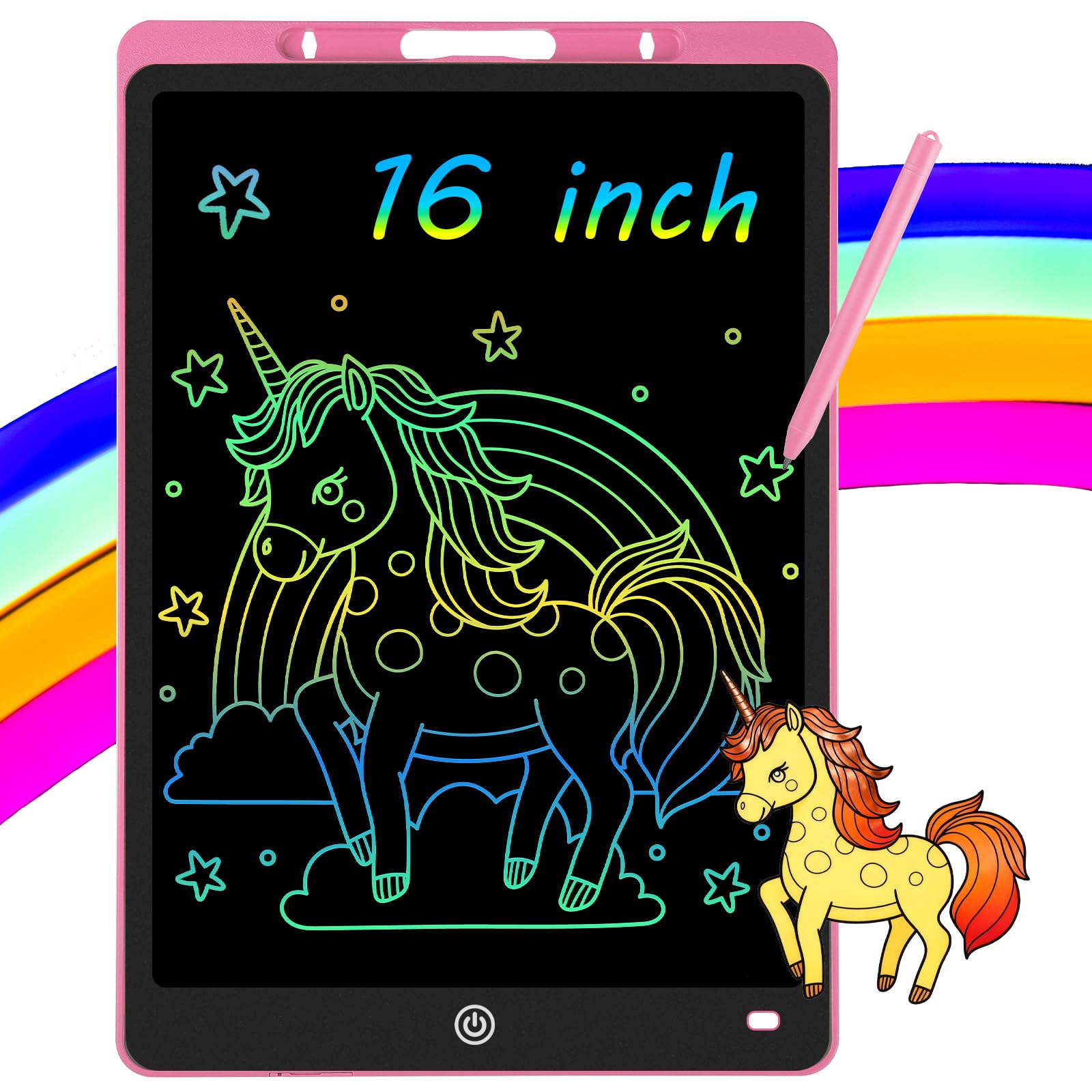 16 Inch LCD Writing Tablet - Colorful Electronic Drawing Pad & Doodle Board for Kids Ages 3-8, Erasable Educational Toy, Birthday Gift and Christmas for Girls and Boys