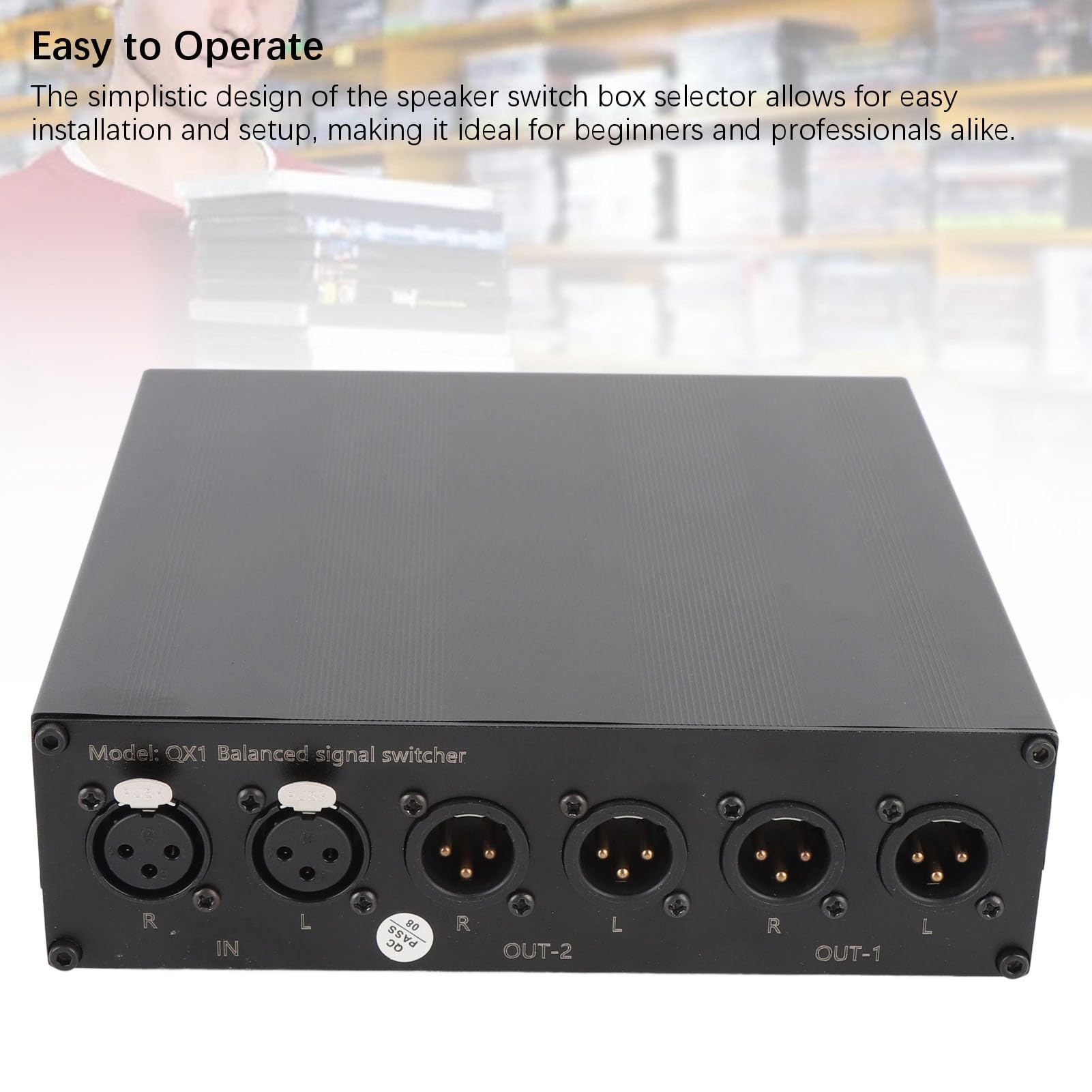 SéLecteur Audio Stéréo à 2 Voies, HiFi XLR Signal sans Perte, L/R Boîte de Séparateur de Commutateur Audio Stéréo pour Lecteur CD de Haut-Parleur Stéréo DVD