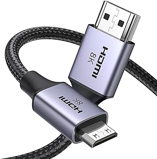 UGREEN 8K Mini HDMI to HDMI 2.1 Cable Adapter 1Meter, Male to Male, 8K@60Hz,4K@144Hz,2K@240Hz, HDR/eARC/3D, Compatible Sony/Nikon/Canon/Raspberry Pi/Lenovo, Braided Cord Aluminum Shell