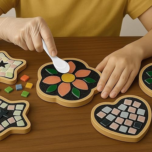 Miniatura 2 de NICE2MEU Lechada de cristal de mosaico negro de 7.05 oz, sin necesidad de añadir agua, lechada para azulejos de mosaico, manualidades, herramientas