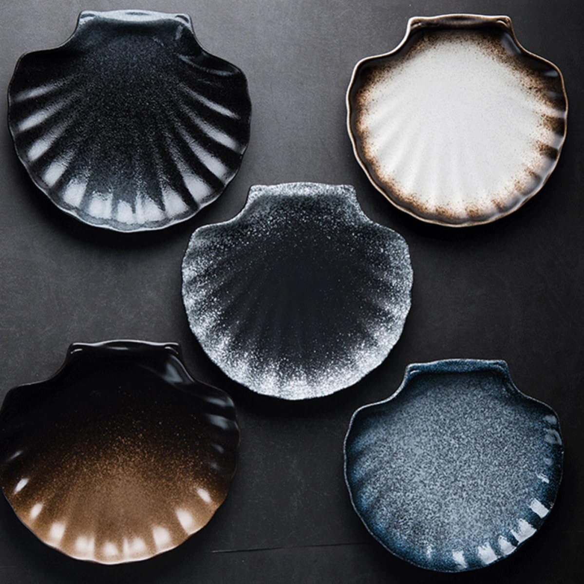Plato de Cerámica Forma de Concha Hogar, Vajilla Creativa y Bonita, Adecuado para Restaurante y Decoración Moderna