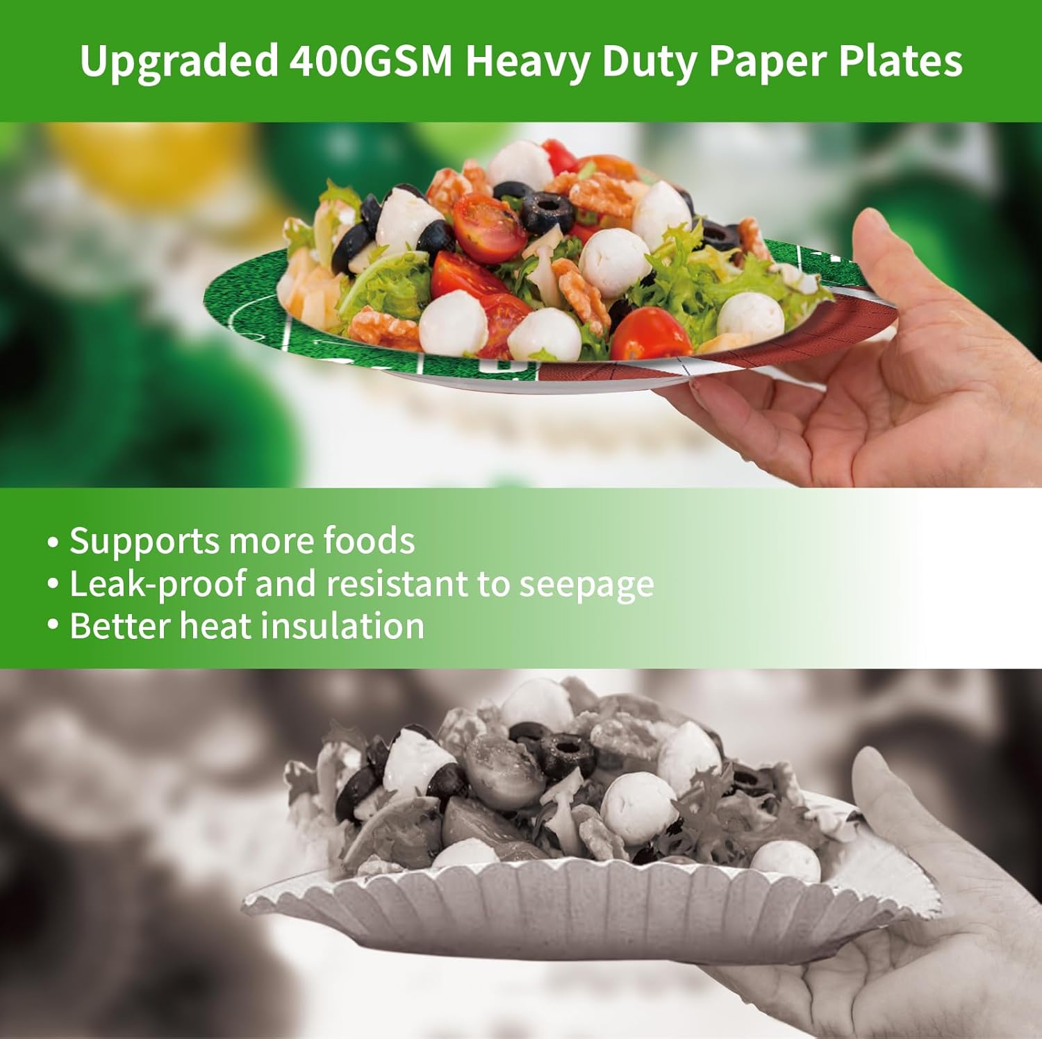 Football Paper Plates and Napkins Set 150 Count,Heavy Duty 10" and 7" Disposable Plates Serve 50 Football Birthday Party Supplies - Image 4