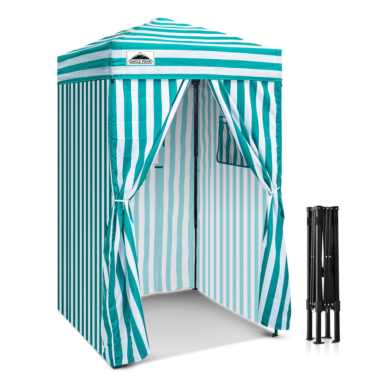 EAGLE PEAK Flex - Tettoia pop-up ultra compatta, 1,2 x 1,2 m, riparo dal sole, spogliatoio, baldacchino portatile per piscina, servizi fotografici alla moda o campeggio, bianco/azzurro