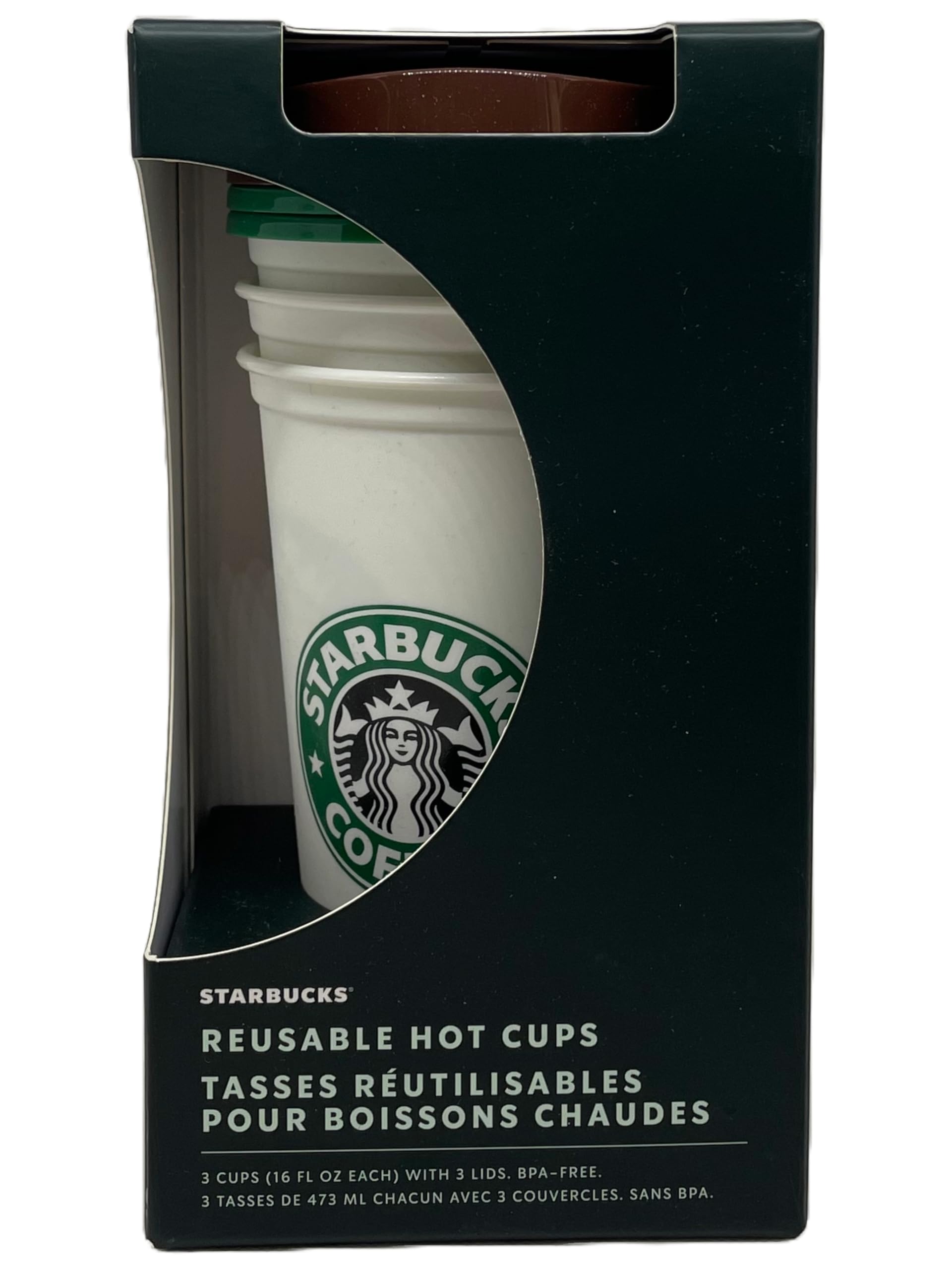 STARBUCKS Heritage Reusable Plastic Travel Cups Limited Edition Set of 3 Mug /Cup/Tumbler Grande Medium, 16oz 473mlhot Cups - BigaMart