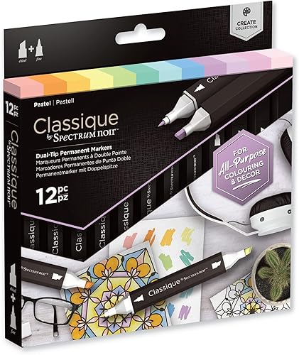 Spectrum Noir Classique Create - Juego de rotuladores de doble punta con alcohol color pastel paquete de 12