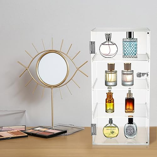 Vista 55 de Barydat Vitrina de acrílico con llave de bloqueo, vitrina transparente, vitrina, caja de almacenamiento segura multifuncional para tienda minorista