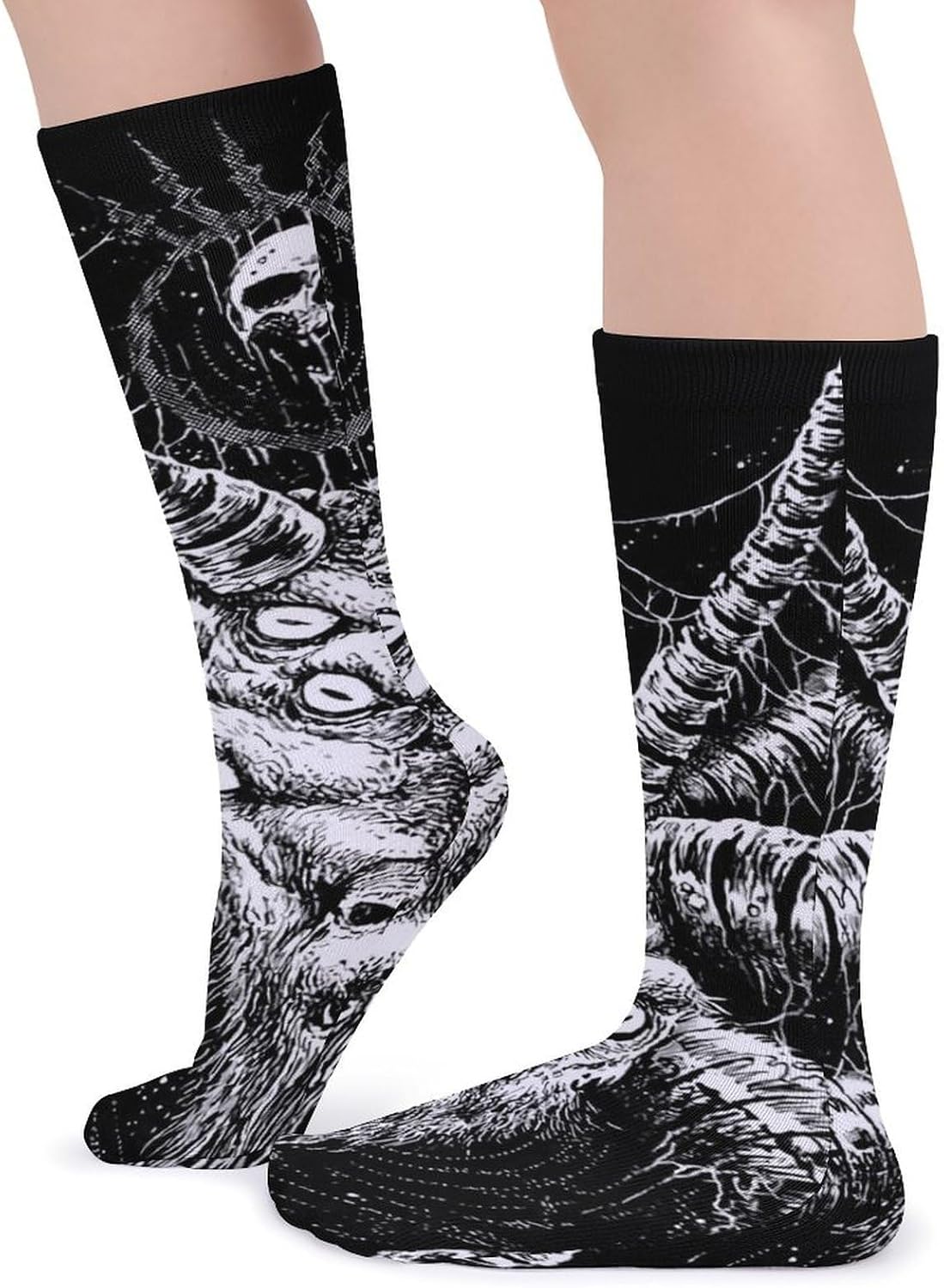 Baphomet Satan Goat Knee High Socks Casual Long Stockings Over Calf Sock Tube for Women Men