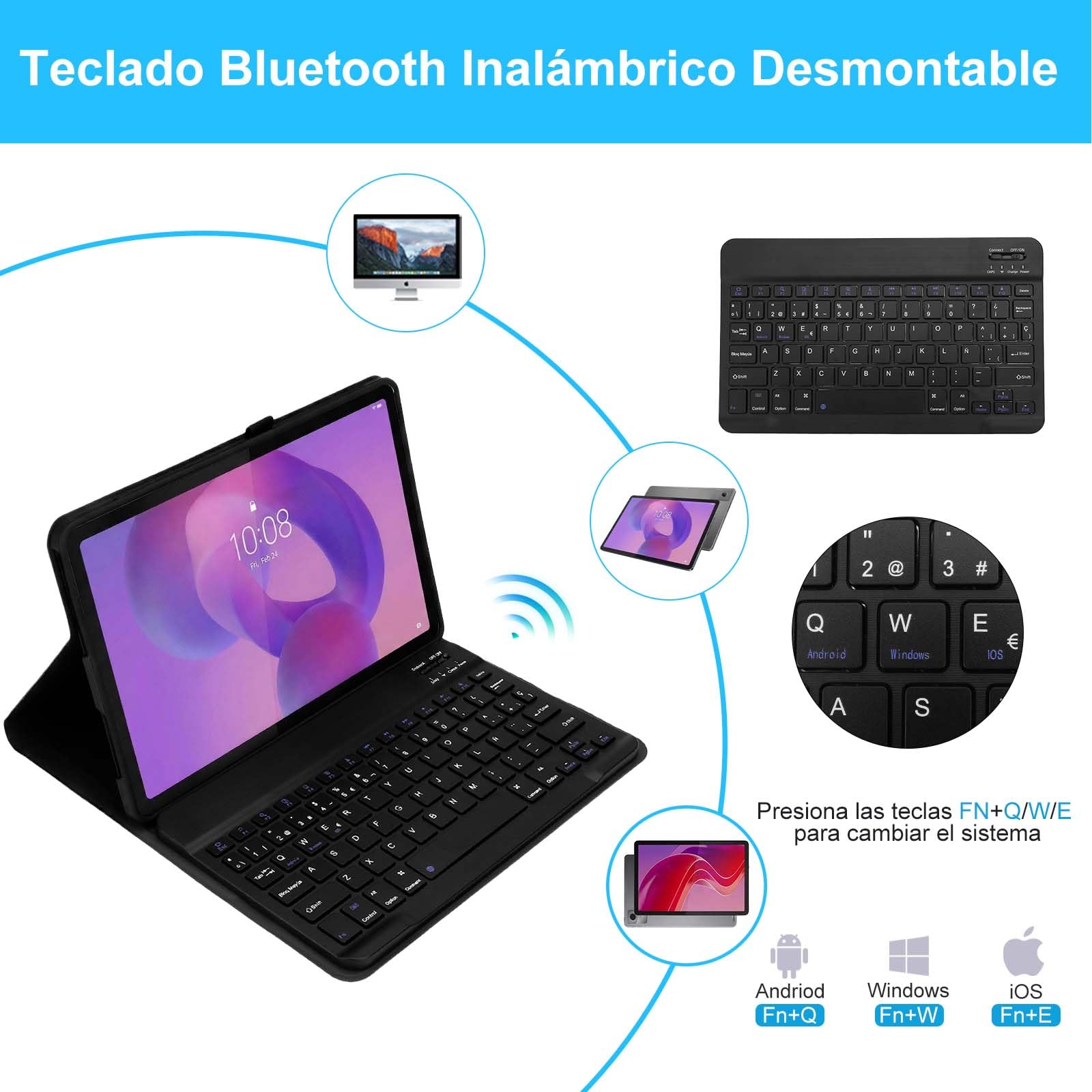 Funda Teclado para Lenovo Idea Tab 11 11 Pulgadas 2025, Español Ñ | Teclado Lenovo Idea Tab 11 (TB336FU/TB336ZU), Magnético Funda Tablet Lenovo Idea Tab 11 con Soporte para Lápiz, Negro