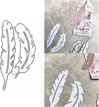 2pcs/Set Feather Frame Metal Die Cuts,Feather Frame Background Wedding Cutting Dies Cut Stencils for DIY Scrapbooking Album Embossing Paper Dies Card Making