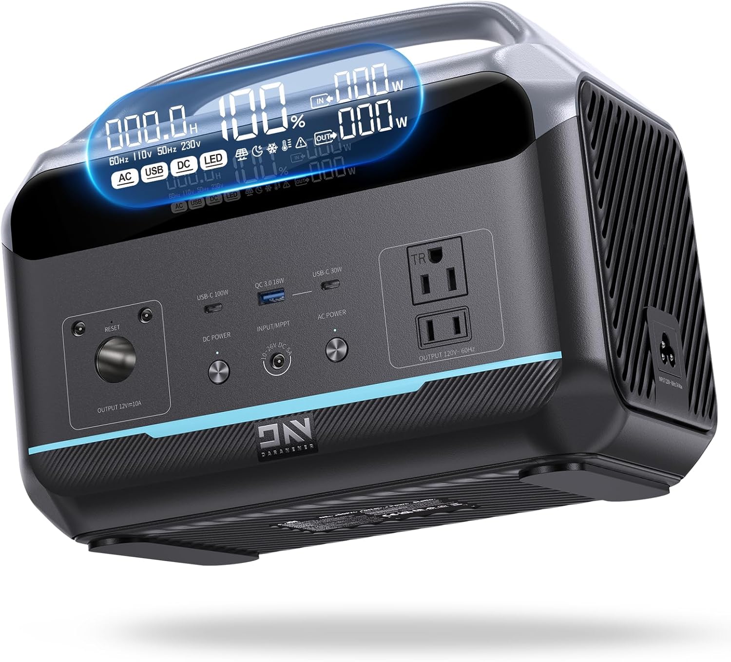 Portable Power Station 600W 288Wh, 100W USB-C, 18W USB-A×2 & 120W Car Output, Fast 130W AC Recharge, 80W Solar Input, Ideal for Emergency Outage, CPAP, Router, Lights, Phones