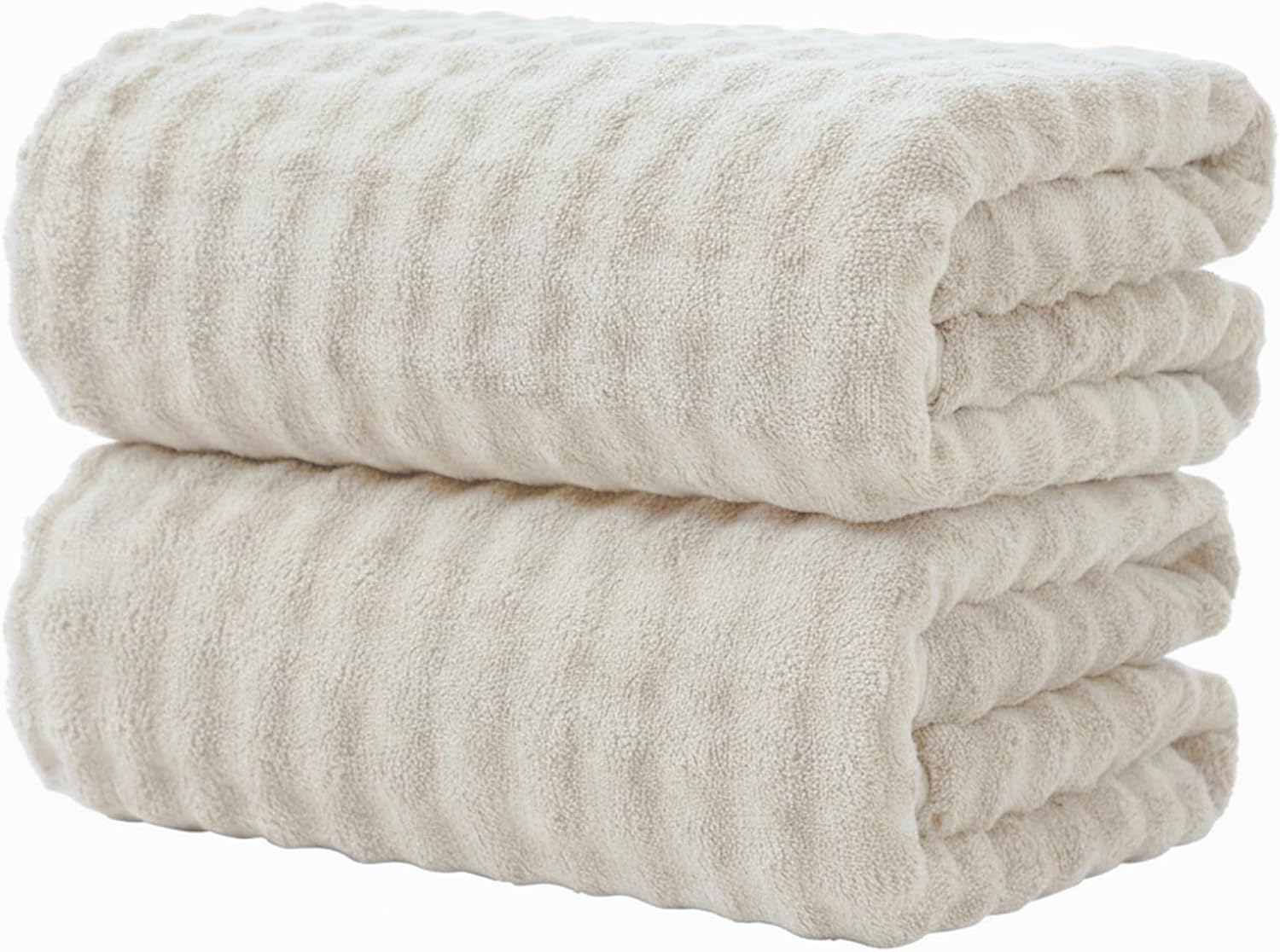 KBY Bath Towels Set of 2, Extra Large Bath Sheets 40X80 Inches,Quick Dry, Ultra Soft & Super Absorbent Oversized Bathroom Towel Sets for Adults, Gym, Spa, Pool & Hotel(Cream)