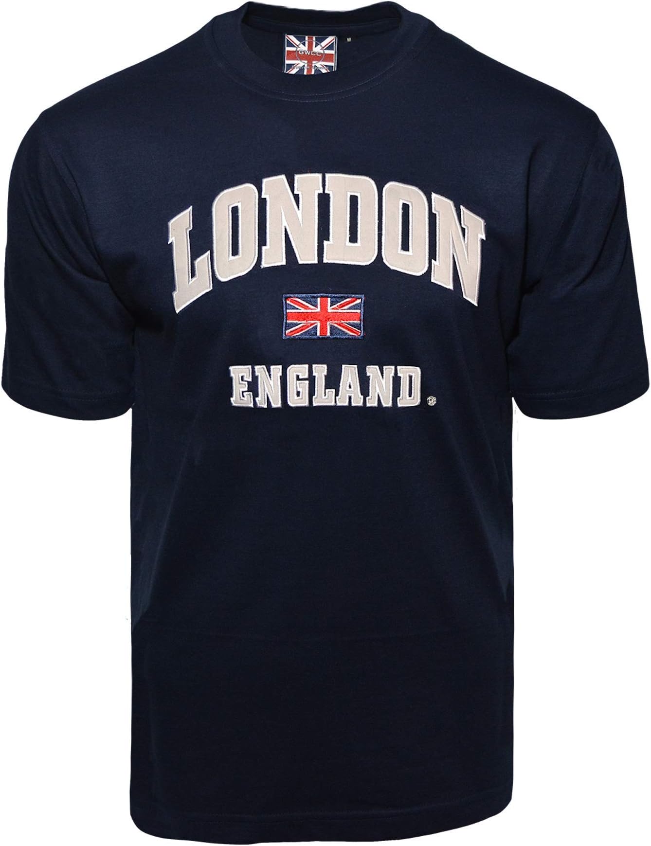 GWCCLE105NG Unisex London England Applique Embroidery Navy T Shirt XS to 4XL