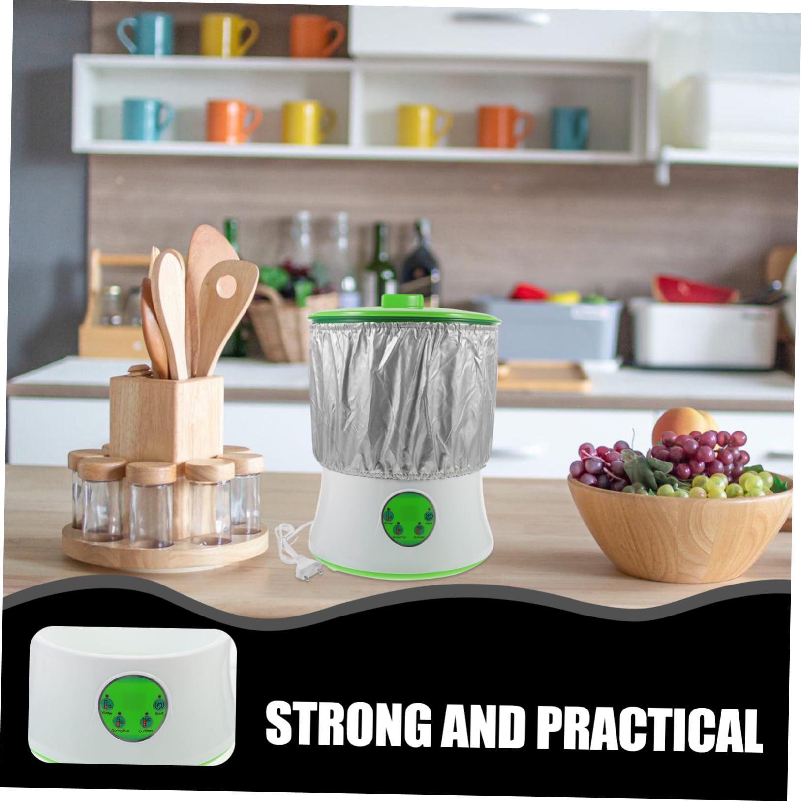 Happyyami Máquina Inteligente para Hacer Brotes de Soja de Doble Capa para Hogar, Gran Capacidad 220v Control por Microordenador, Sistema Automático de Circulación de Agua y Calentamiento