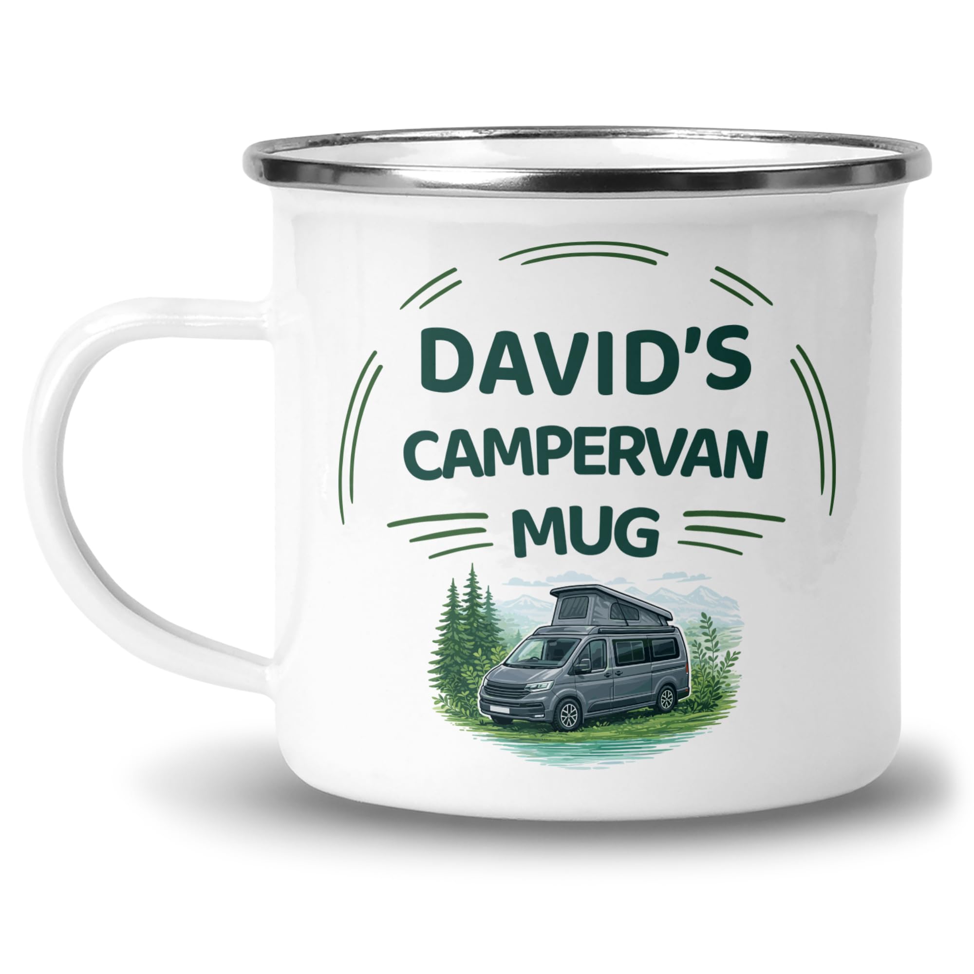 Chicken Craft Personalised Camper Van 12oz Enamel Mug with Name - Campervan Gift for Van Life Fans