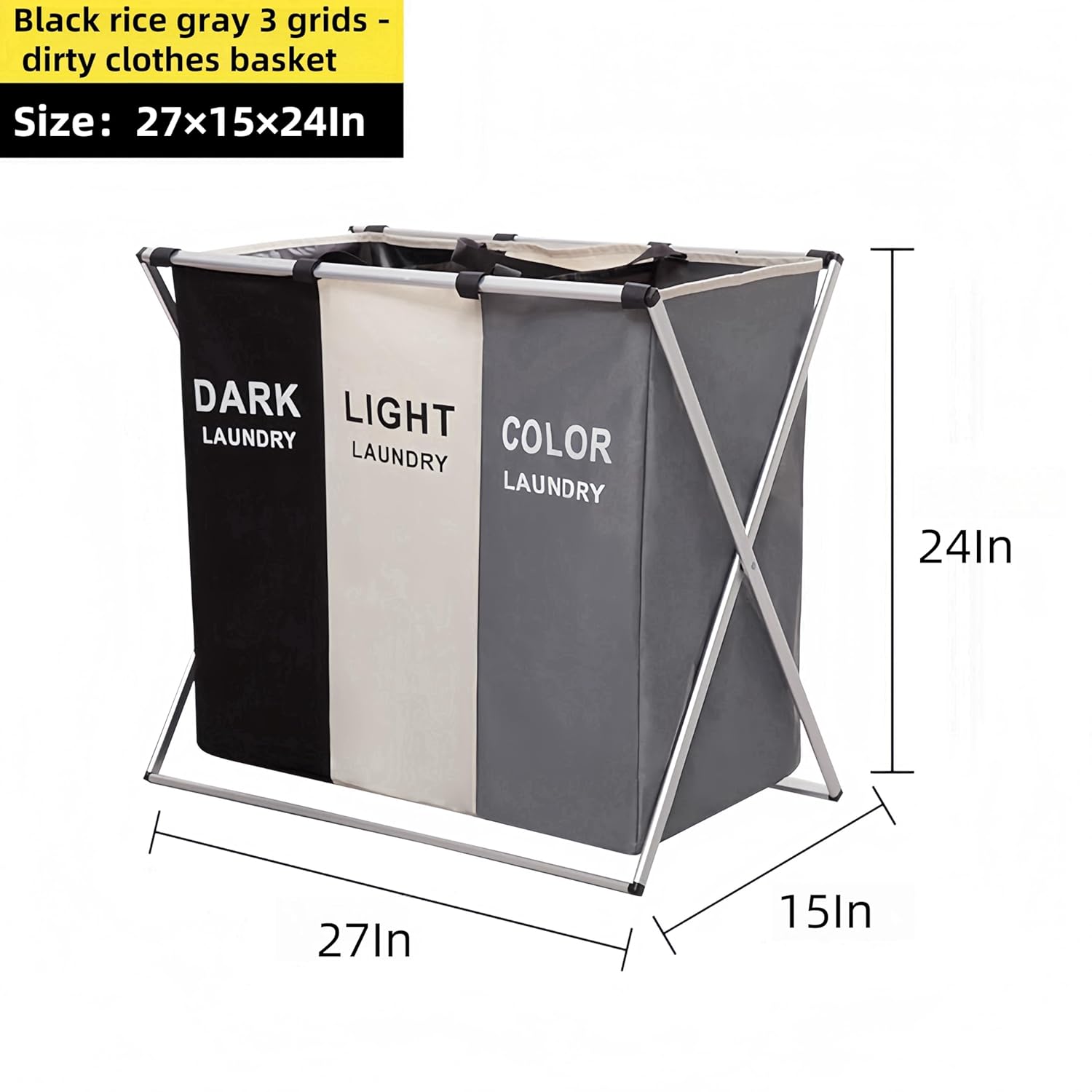 Large-Capacity Waterproof 3-Compartment Laundry Basket, Foldable, Durable, and Easy to Assemble — The Perfect Laundry Helper for Your Home