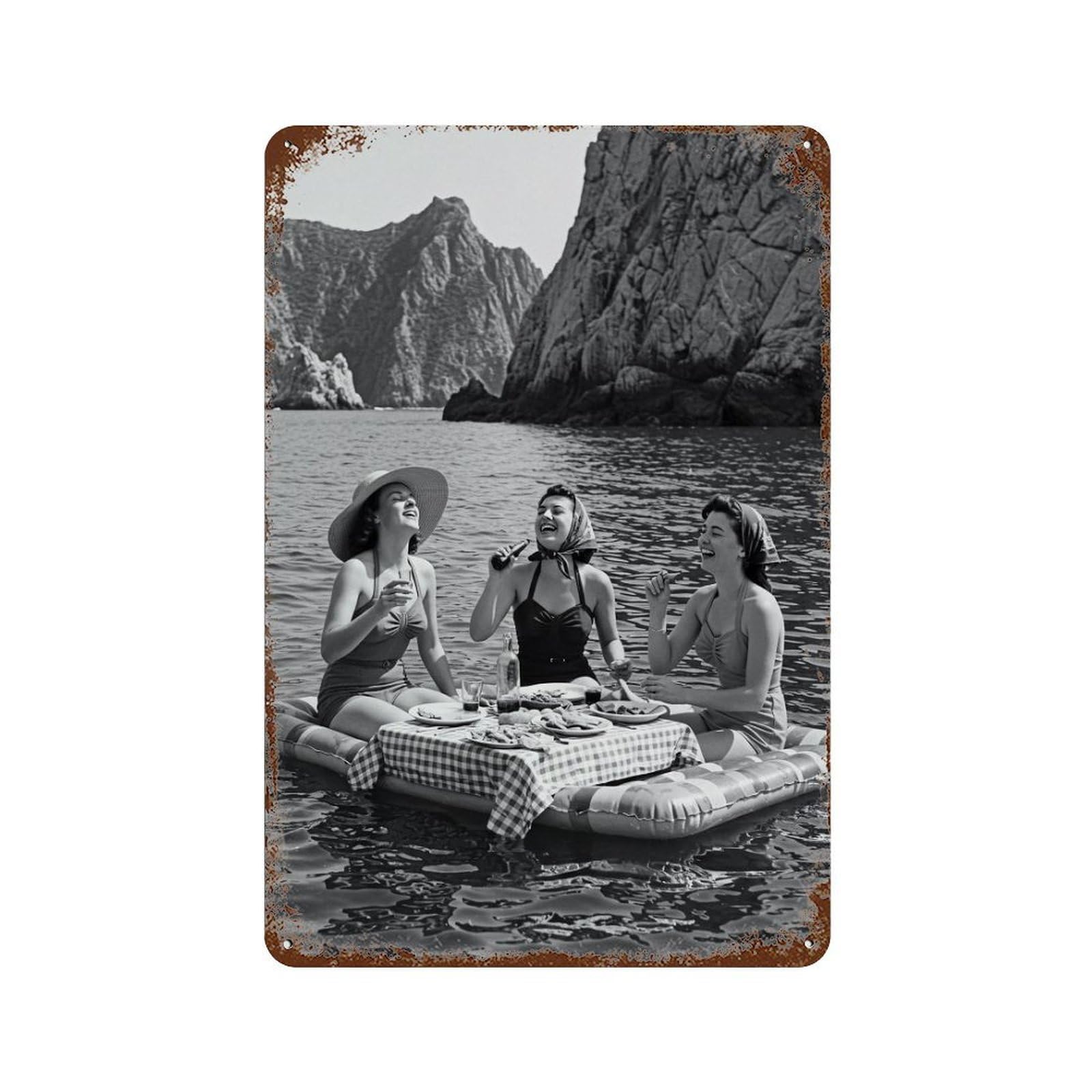 xiaoxiaoshen Picnic on Lake, Photography Prints1 Wall Decor Art Metal Tin Poster Modern Home Decor Art Home Bar Shop Decorations Vintage Sign 30x20cm