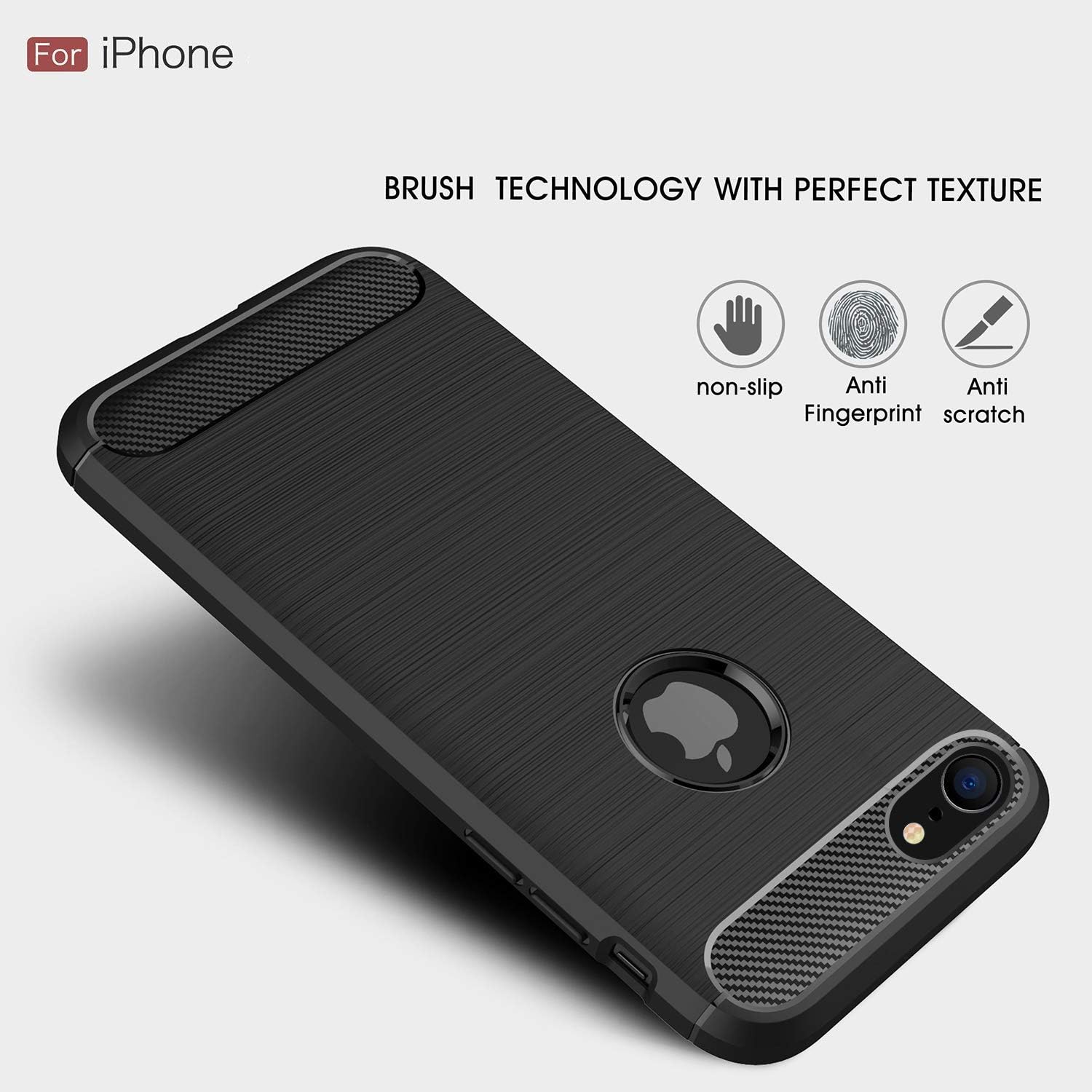 iPhone 5 / 5s / Se Shockproof Silicone Light Brushed Grip Case Protective Case Cover for Apple + Screen Protector iPhone (Grey)