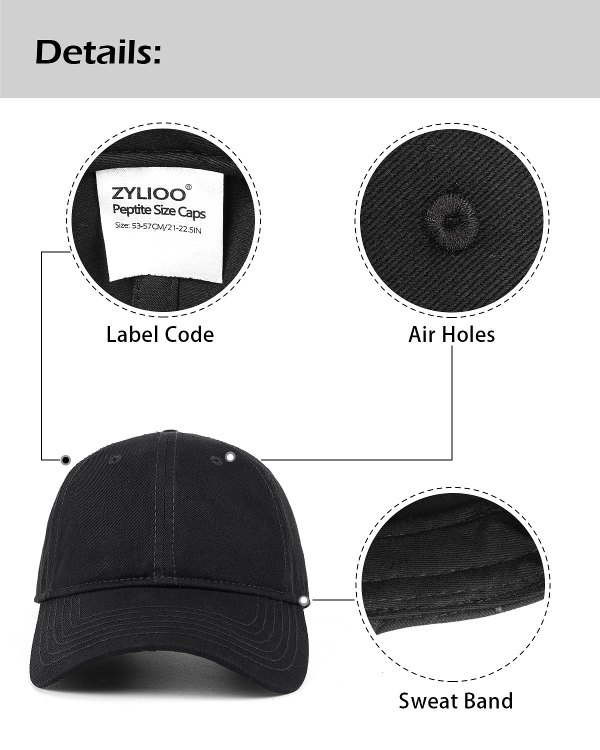 Zylioo XS-S Casquette de Baseball pour Petites Têtes, Casquette de Course à Pied, Petite Casquette de Golf pour Sports d'été
