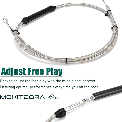 Miniatura 6 de MoKitDora Cable de embrague trenzado de acero inoxidable + 8 pulgadas de longitud extendida mejorado para transmisión de 6 velocidades Harley