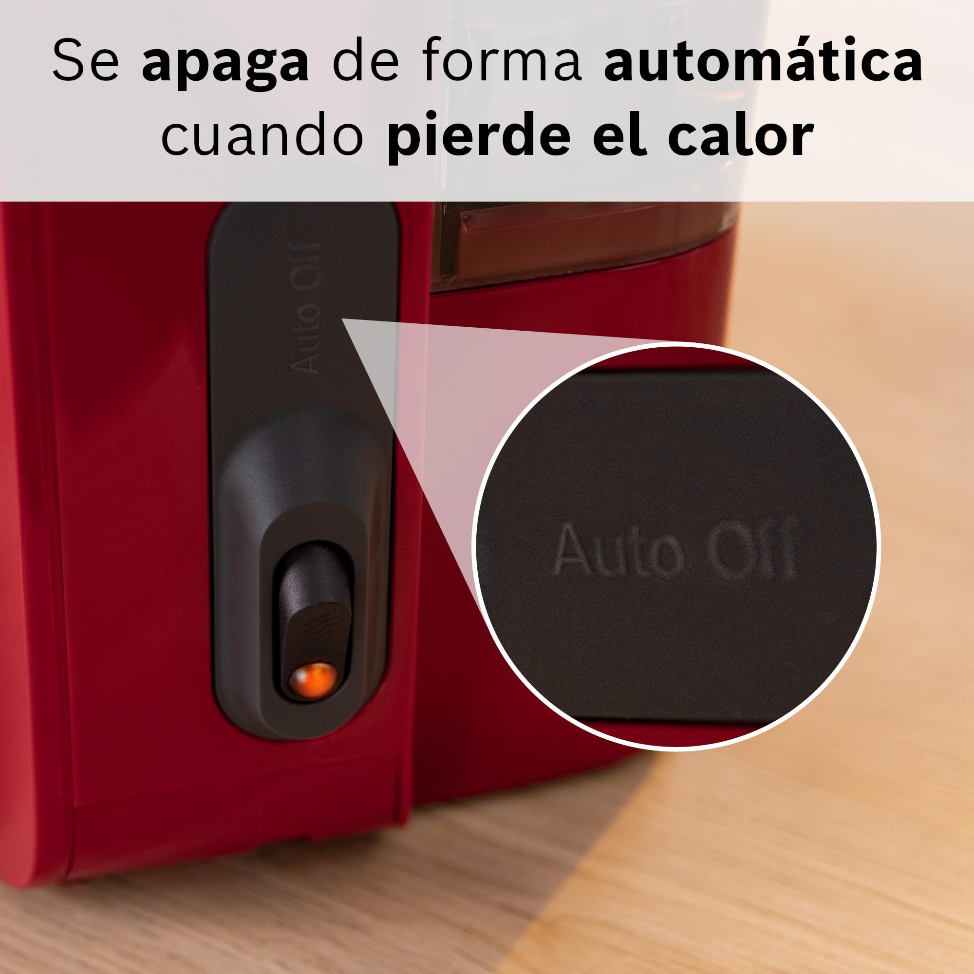 Bosch - Cafetera de Goteo, Jarra de Cristal Ergonómica, Depósito de Agua Extraible, Filtro Extraible, Apagado Automático, Anti Goteo, Rojo, TKA2M114
