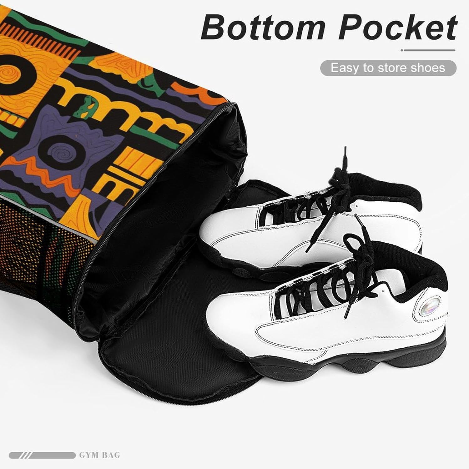 Fitness Drawstring Backpack Waterproof Gym Bag African Ethnic Pattern Lightweight Dry And Wet Separation Swim Bag