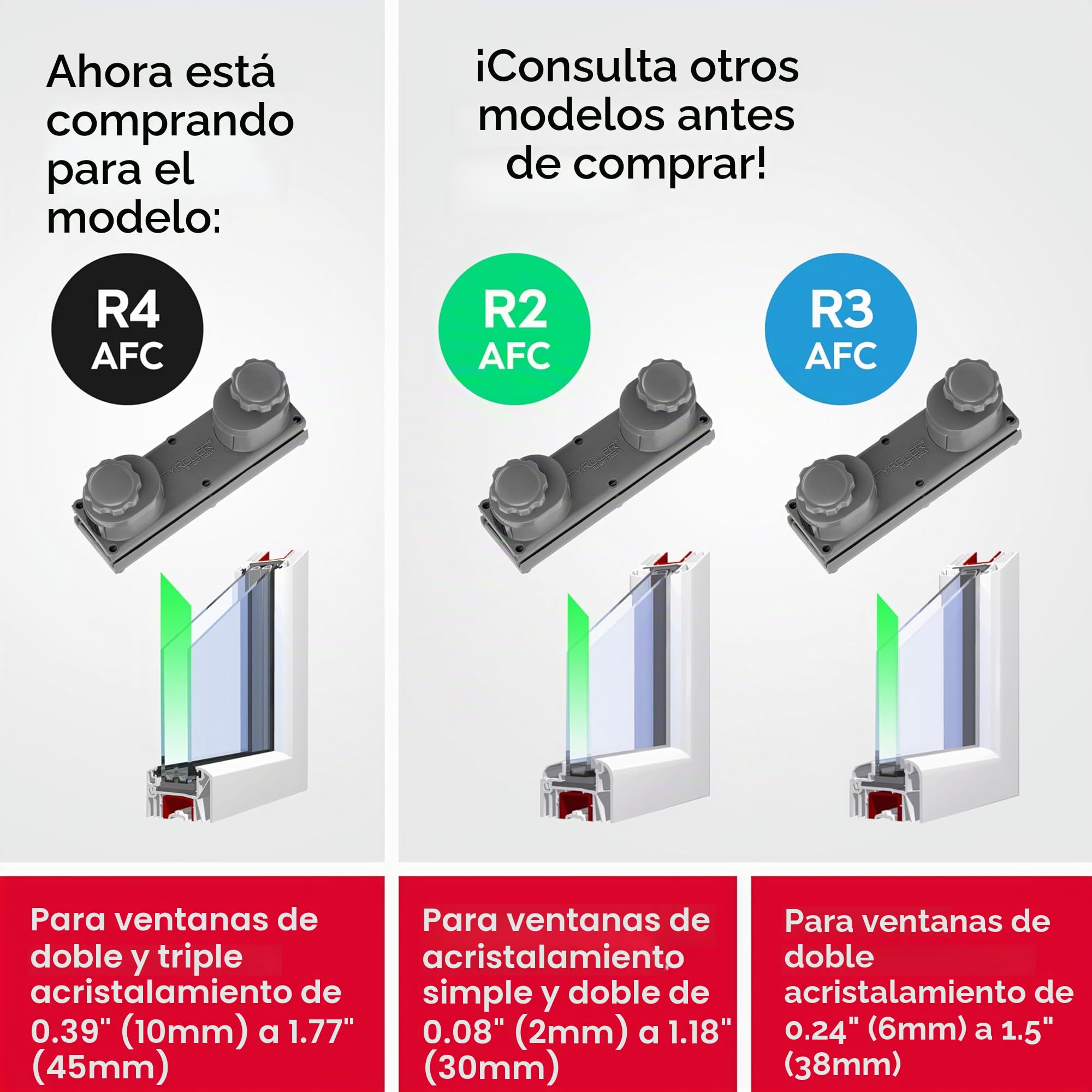 Tyroler de Glider R-4 AFC Limpiacristales Magnetico Doble Cristal 10-45 mm | | Se Adapta a Ventanas de Cristal Simple, Doble y Triple de 10-45 mm | Limpia Ventanas Magnetico para Ventanas Altas