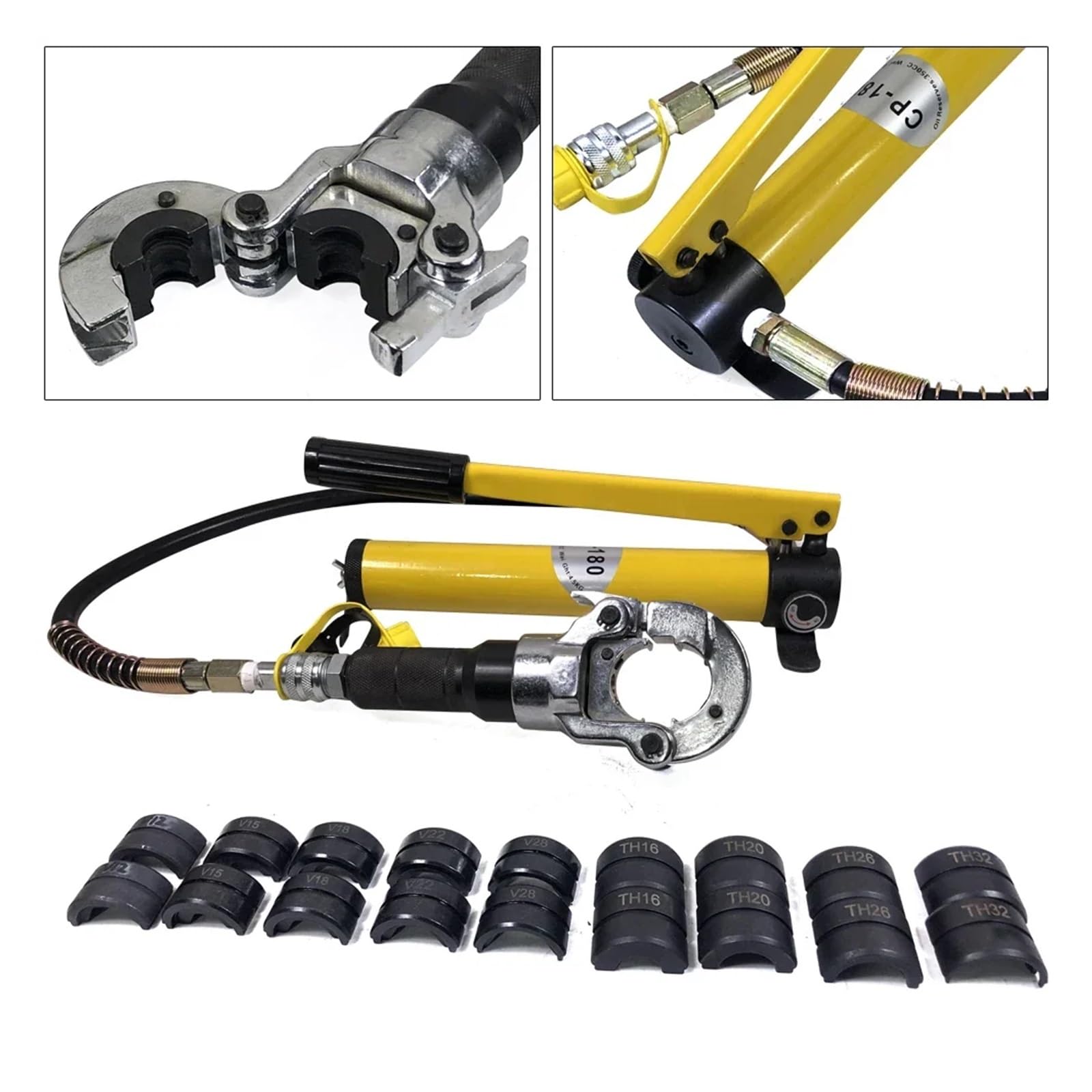 Hydrauliczne szczypce zaciskowe VT Contour Radial Press do rur miedzianych 360°, w tym szczęki zaciskowe V 12-28 mm TH 16-32 mm Narzędzie hydrauliczne