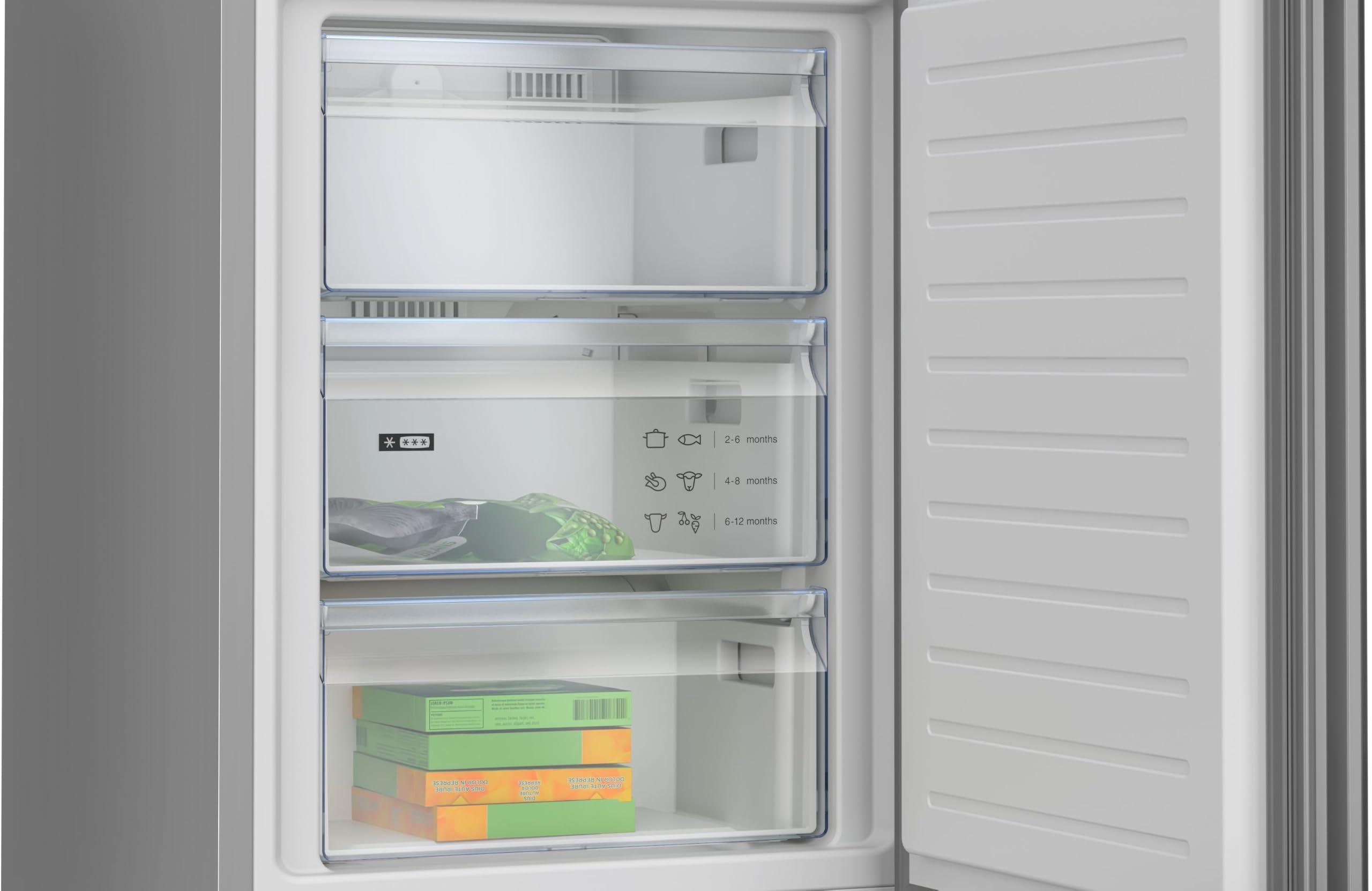 Balay, Frigorífico combinado, 203 cm de alto, Cristal blanco, 3KFC869BI | Conserva tus frutas y verduras frescas por más tiempo en el cajón ExtraFresh.