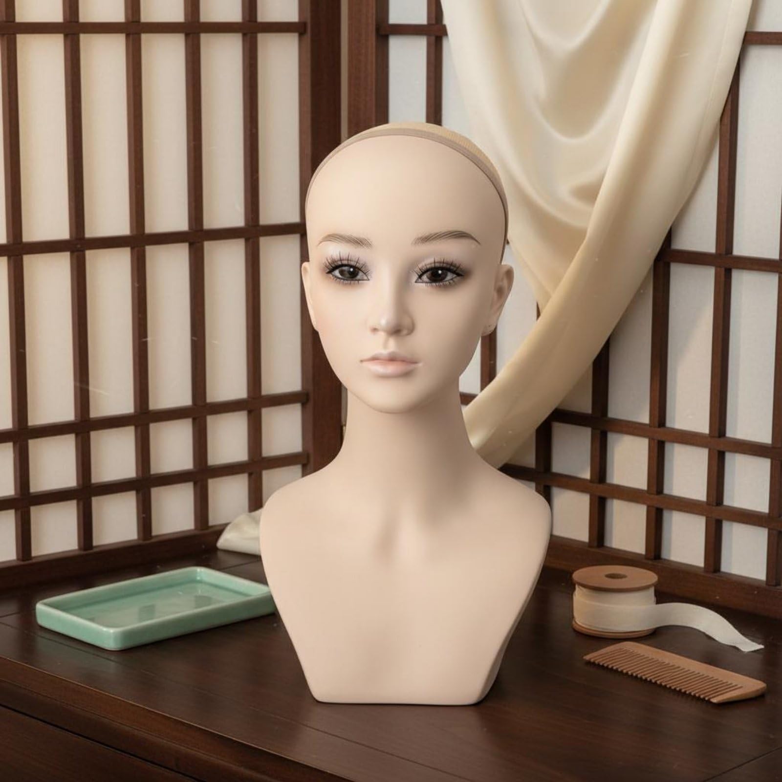 Cosplay Perücke Kopf PVC Modellkopf mit Filigranen Gesichtszügen Sicheren Schultern Und Weicher Oberfläche für Fotoaufnahmen Stylistenstudios Hutläden