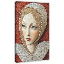 Graceful Woman With Pearls, Classic Beauty Renaissance City map Scenery Landscape Living Room Canvas Bathroom Abstract Inspirational Framed Motivational Boho Kitchen Sign Travel Modern Cool Office