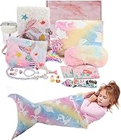 Vista 1 de Regalos de sirena para niñas, manta de cola de sirena, juego de maquillaje de joyería de sirena para niñas de 3 4 5 6 7 8 9 10 11 12 años