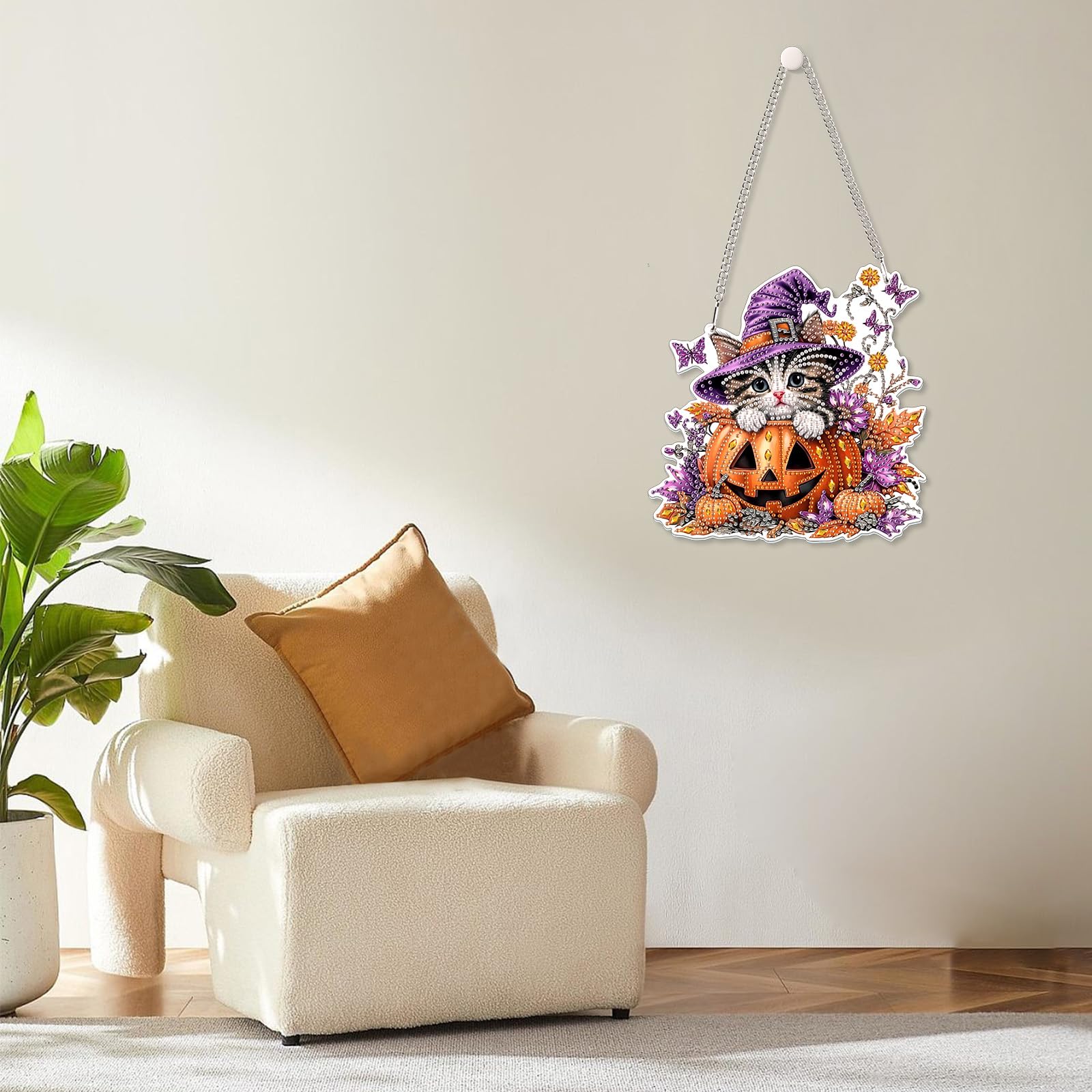 MOGTAA Halloween Diamond Art Hanging Ornaments with Chain - Image 3