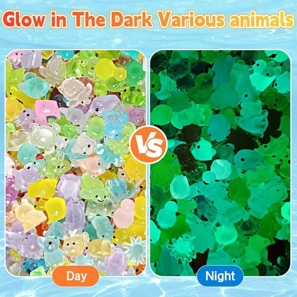 50Pcs Mini Glow in The Dark Animal Resin Models,Mystery Resin Animals Blind Bag,Mystery Bag Mini Resi-n Animals,Hide Small Luminous Figures DIY Fairy Garden House Micro Landscape Aquarium Decor — view 8