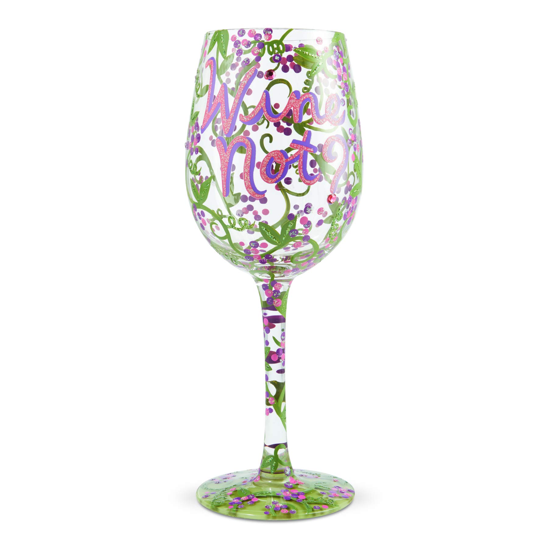 EnescoDesigns by Lolita Hand-Painted Artisan Wine Glass, 15 Ounce, Multicolor