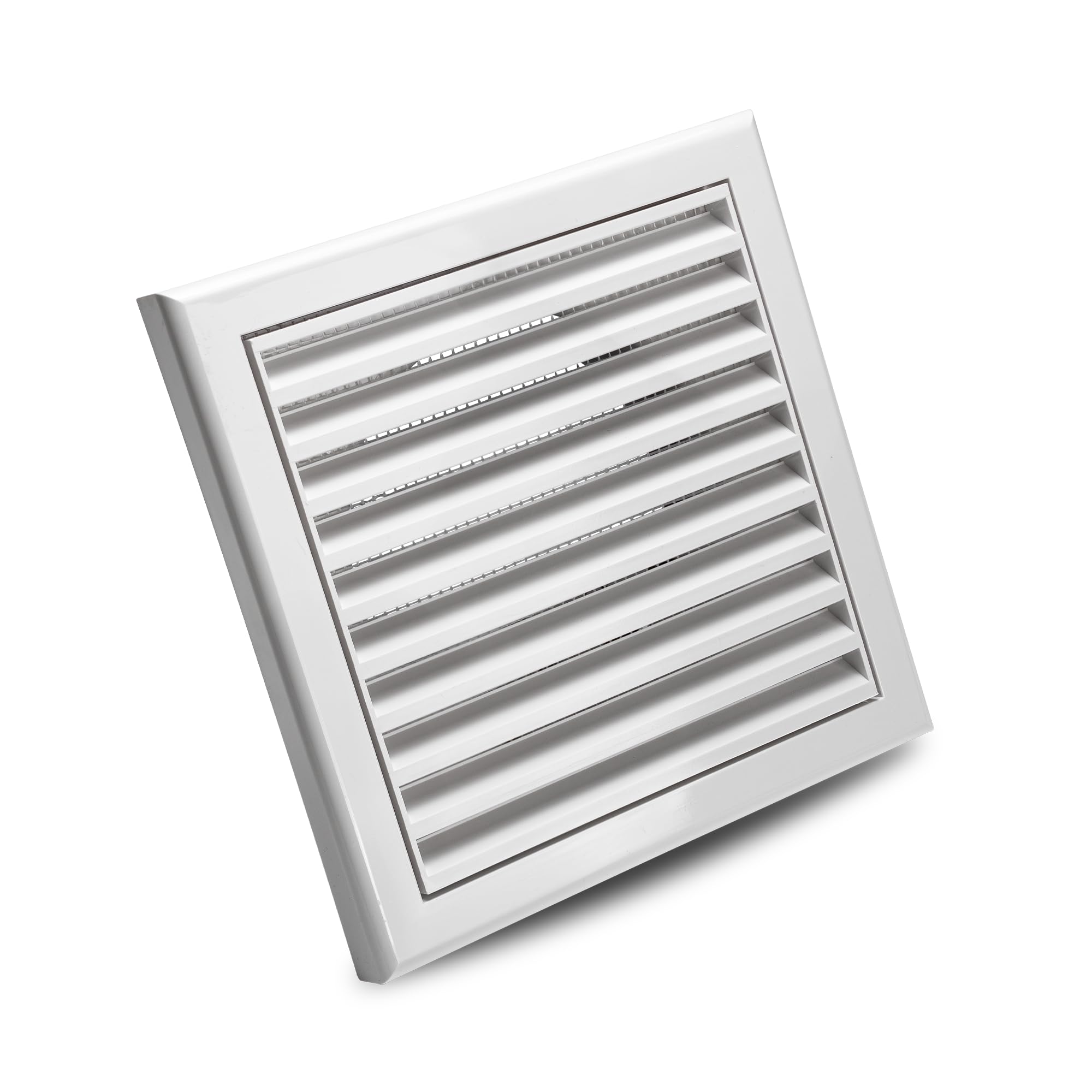 Devola Women's White Fixed Grille Louvred Wall Vent Fixed Grille With Flyscreen – 100Mm (4 Inch) Round Rear Spigot, 155Mm External – Exterior Air Vent Cover, White - Dvfg100w
