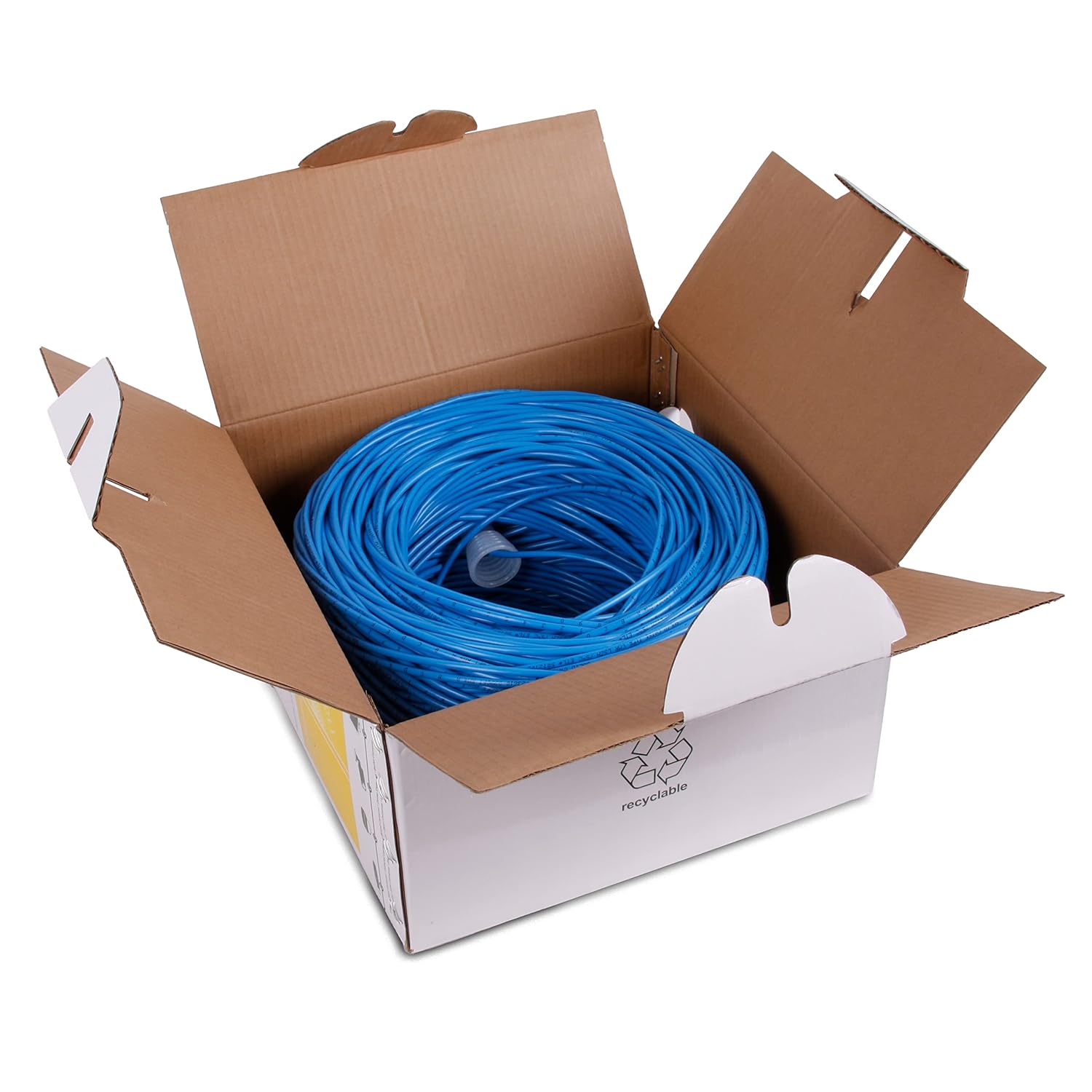 Cat6 Plenum 23AWG CMP Rated Jacket Solid Copper Twisted Pairs Network Ethernet Cable Supports 10GBASE-T for VoIP and IP Video - 1000 Ft Blue
