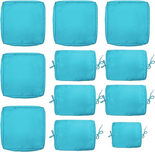 Miniatura 3 de ASJMR Fundas de cojín para exteriores de 11 piezas, fundas de cojín de repuesto para muebles de exterior, juego de muebles de patio, fundas de cojín