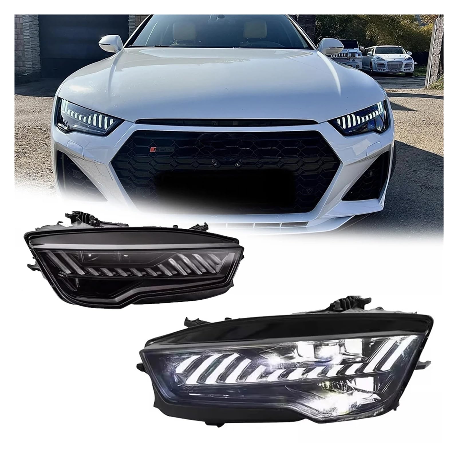 Pasuje do Au//di A7 11-18 w pełni Led DRL reflektor samochodowy montaż sygnału akcesoria samochodowe zmodyfikowana lampa stylizacja reflektory LED(11-14 one pair)
