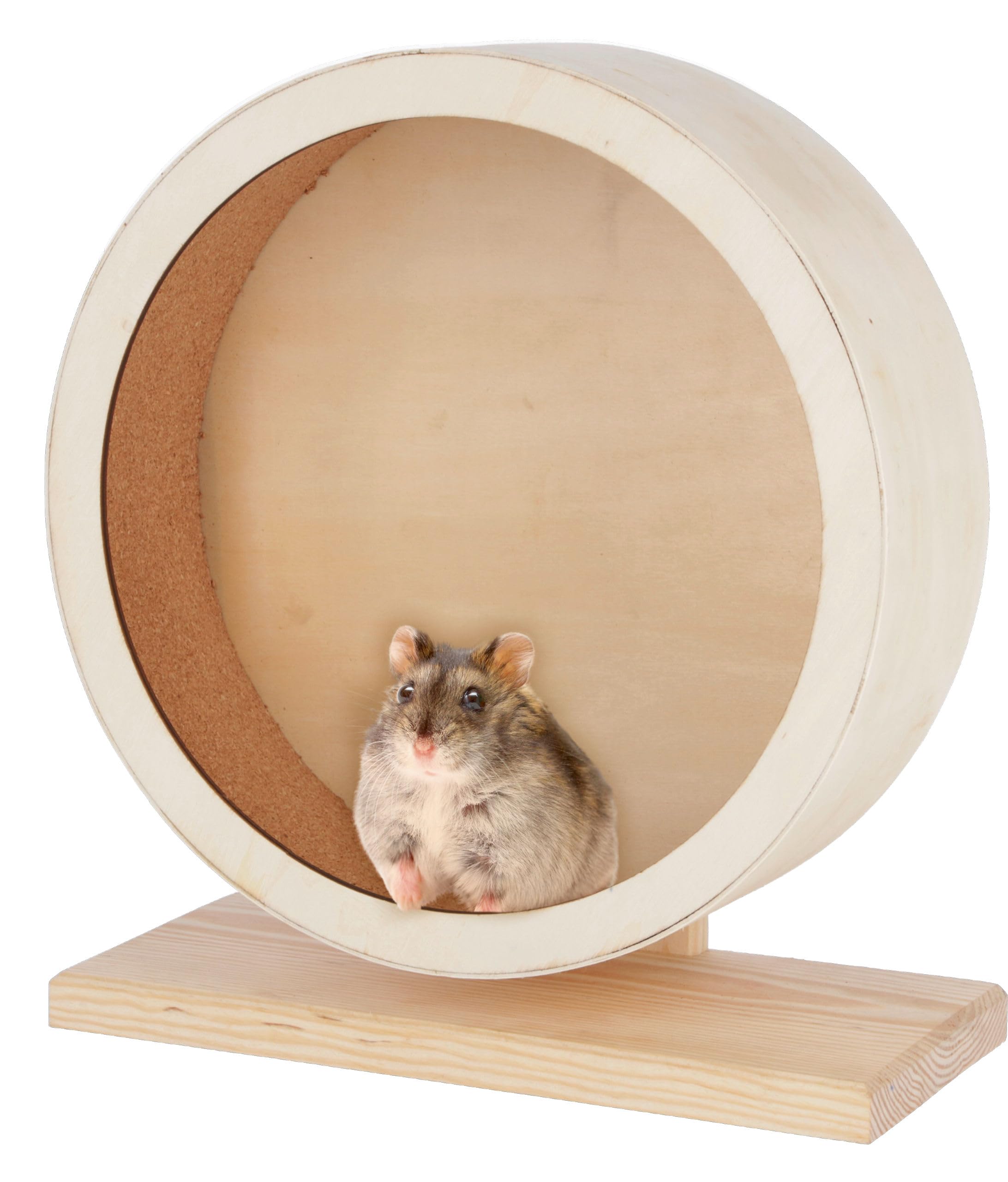 Kerbl Pet Ruota per criceti in legno, Ø 29cm, con superficie in sughero, chiusa, sicura, delicata sulle unghie, silenziosa, ideale per criceti e altri piccoli roditori
