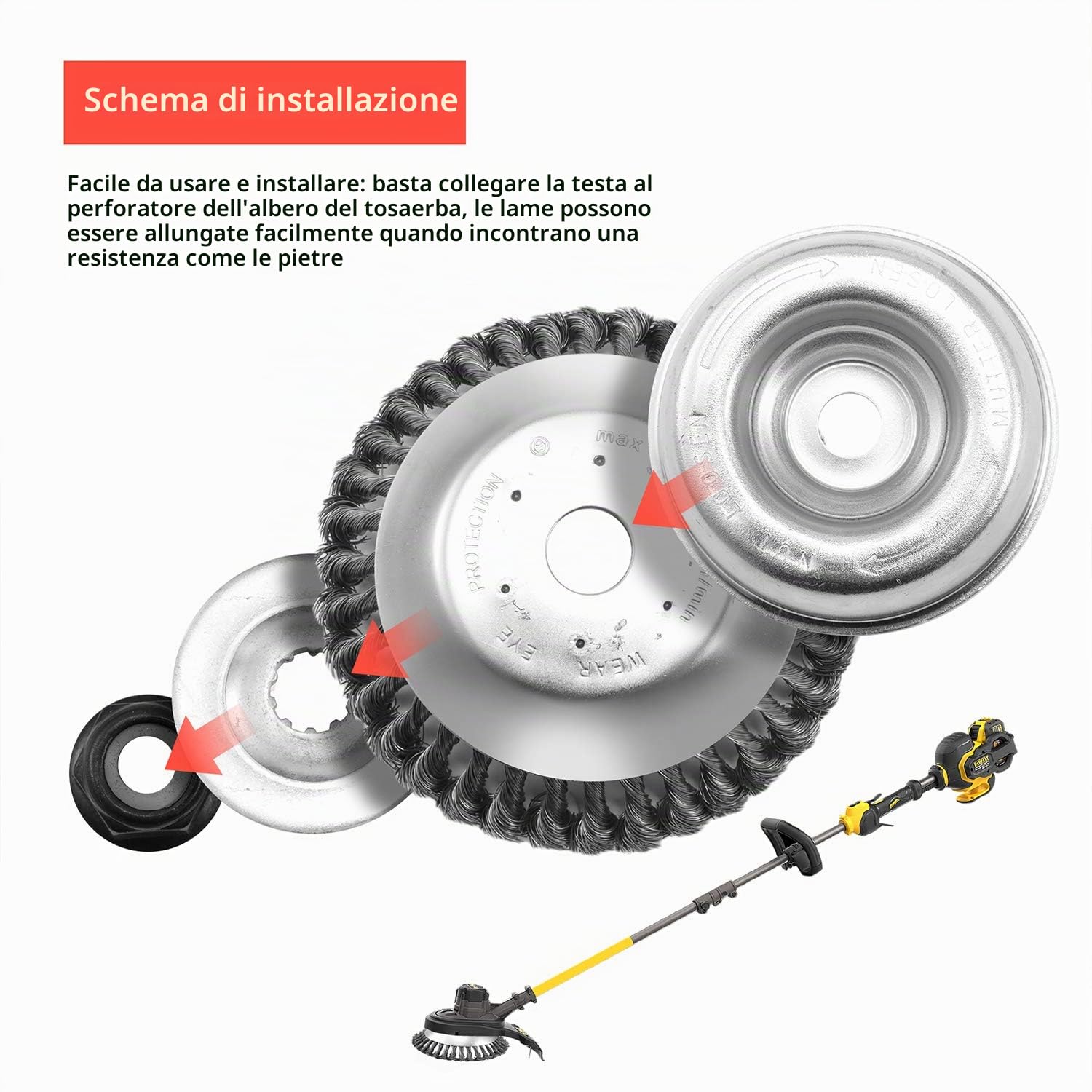 Viabrico Spazzola per Decespugliatore 200 x 25,4mm, Spazzola per Erbacce in Acciaio