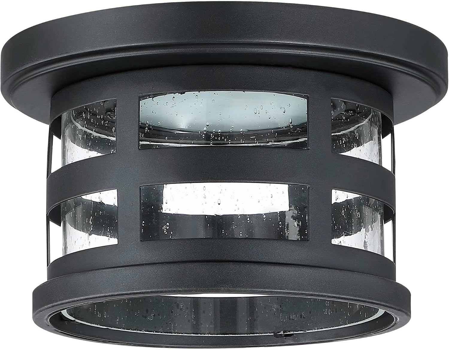 Design House 587212-BLK Washburn Integrated LED Outdoor/Indoor Ceiling Light with Clear Seedy Glass for Porch Entryway Patio Hallway, Matte Black, 10"