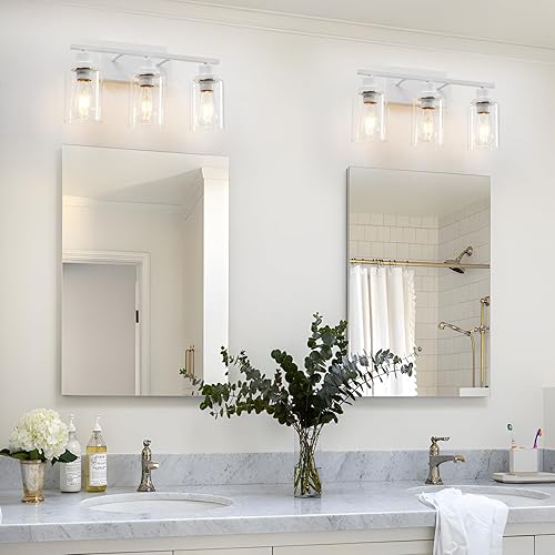 Miniatura 6 de 3 lámparas blancas para baño, luz de tocador sobre el espejo, apliques de iluminación de pared modernos, lámpara de pared industrial rústica para
