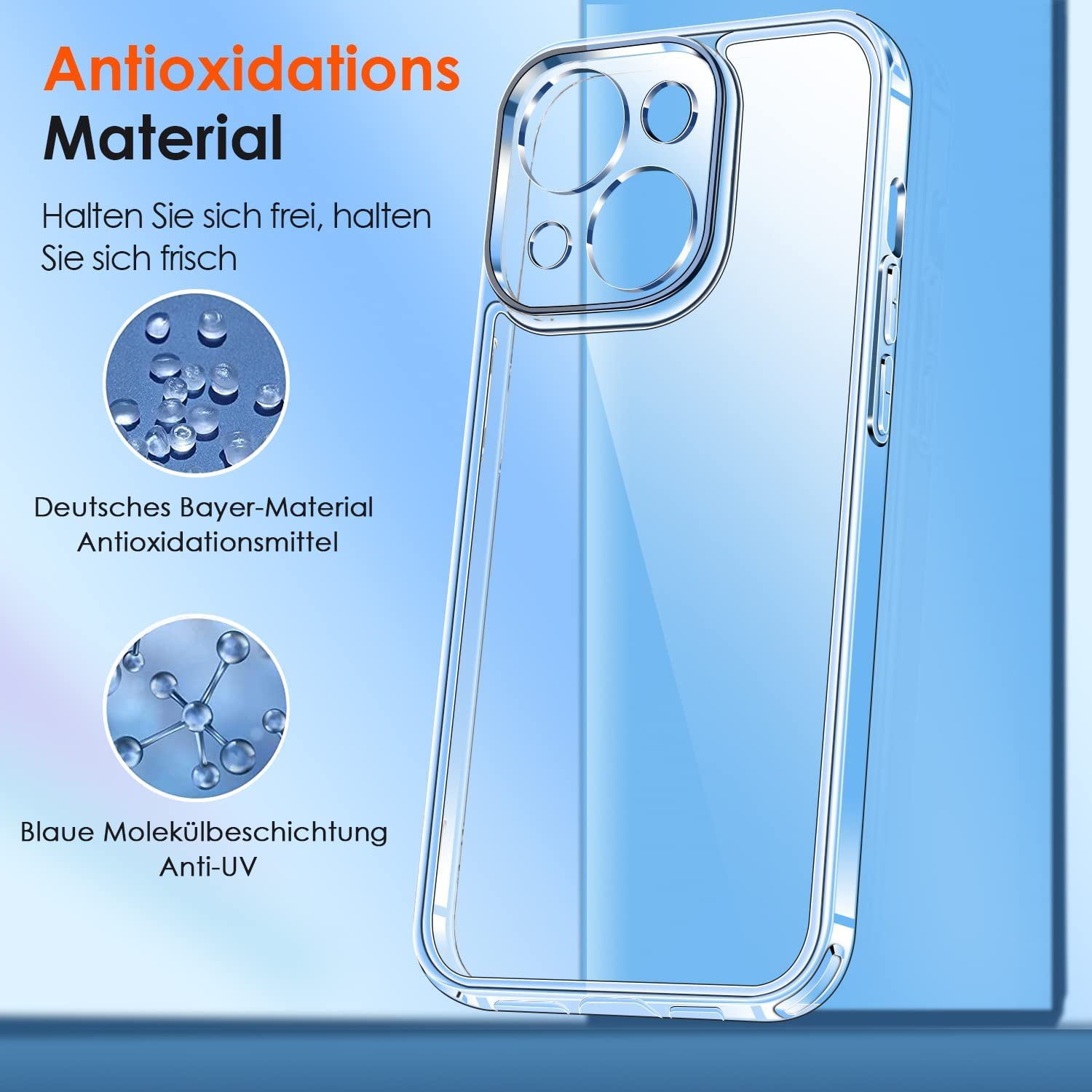 iVoler 3 in 1 Cover per iPhone 14 Pro 6.1 pollici con 2 Pezzi Pellicola Vetro Temperato, [Non Ingiallente ] [Antiurto di Grado Militare] [Protezione Fotocamera] Trasparente Sottile Custodia