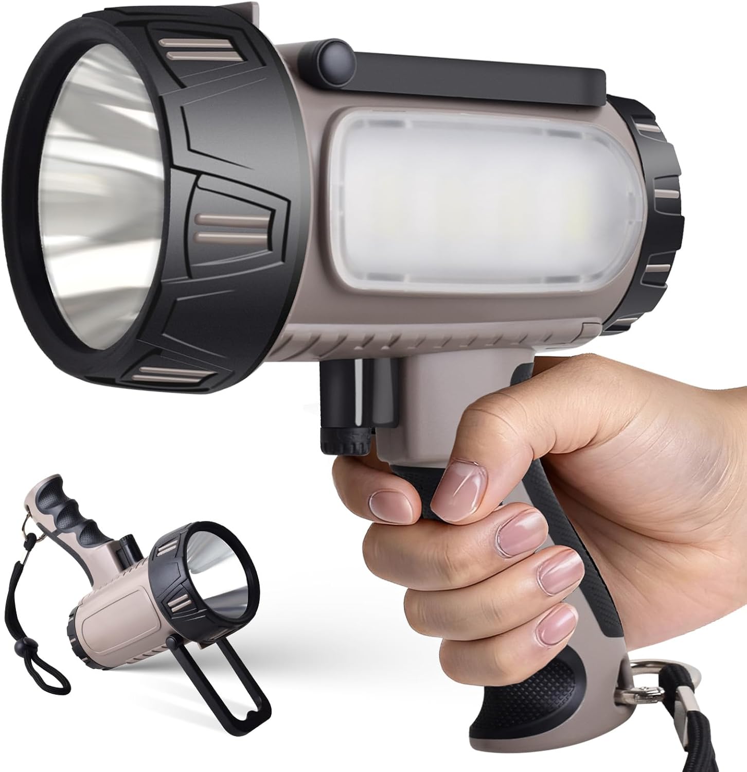 ErayLife Hand Crank Flashlight, LED Rechargeable, 6 Light Modes, 3 Independent Light Sources with USB, IPX4 Outdoor Lantern Flashlight for Hiking, Emergency, Power Outages